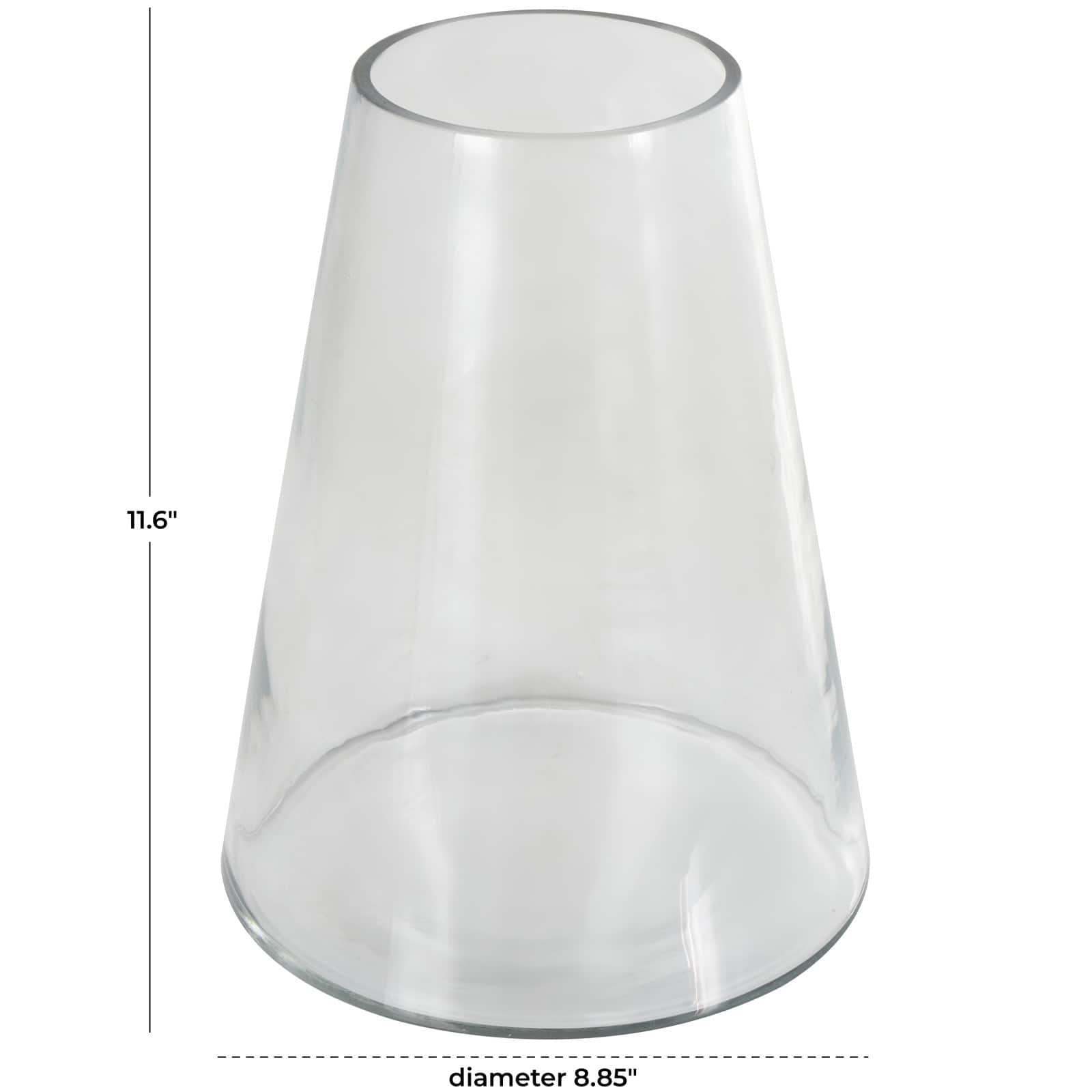12" Clear Glass Cone Shaped Decorative Vase