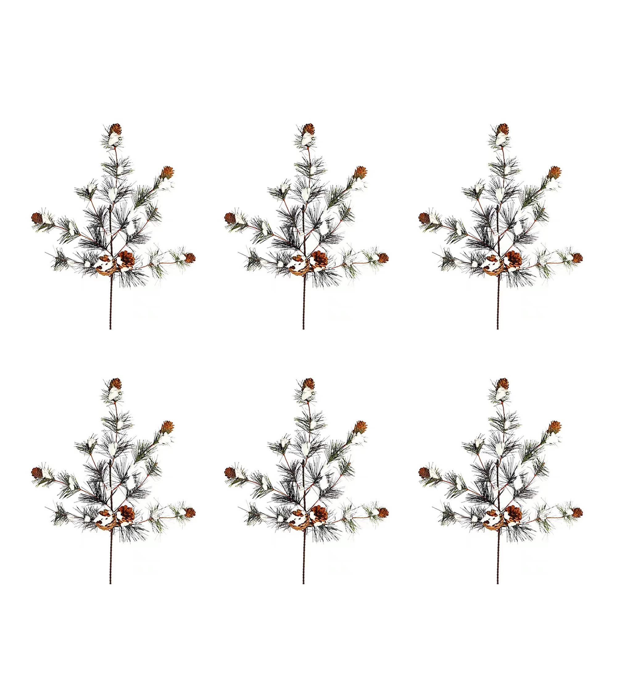 20" Snowy Pine Leaf & Pinecone Sprays, 6ct.