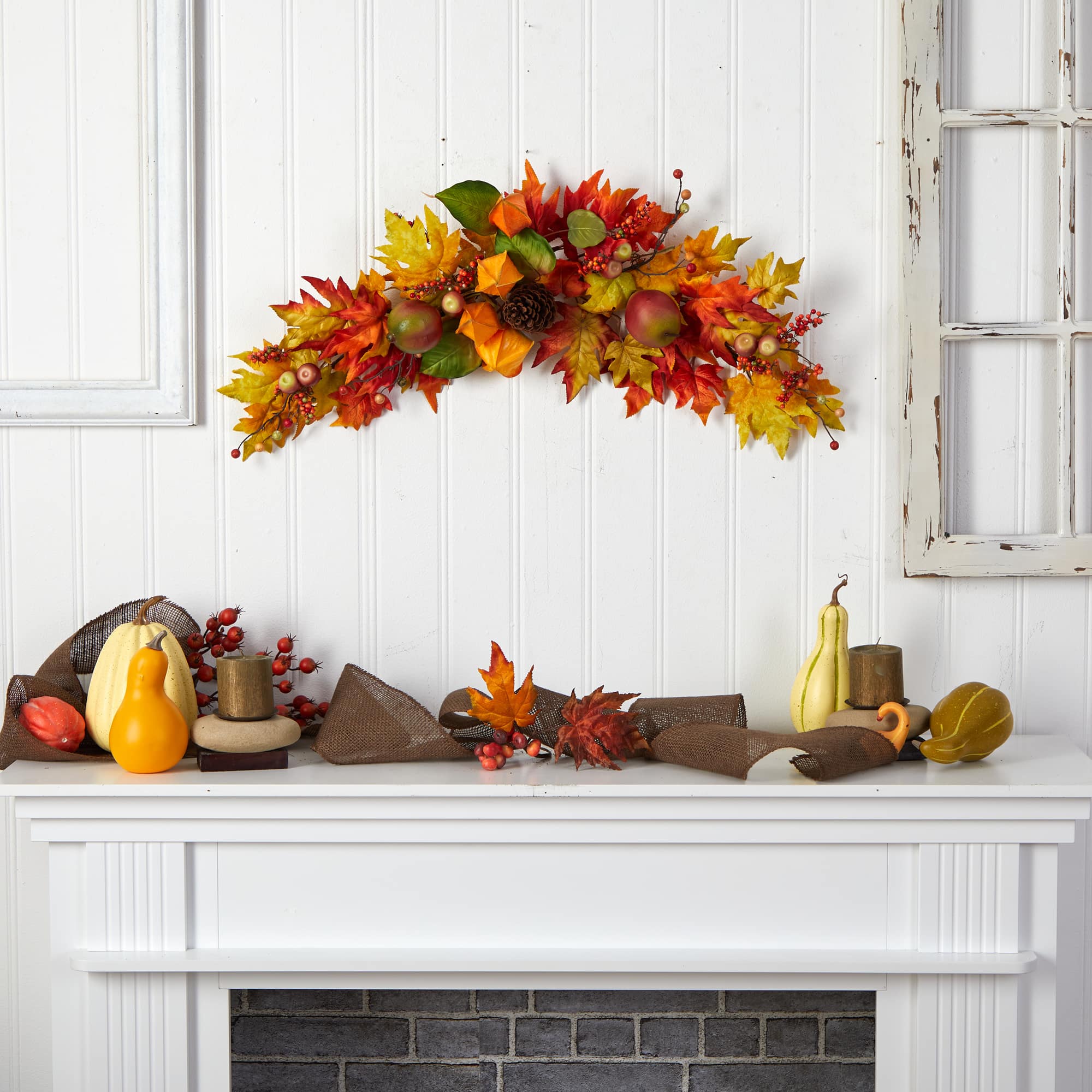 38" Maple Leaf & Berry Autumn Swag
