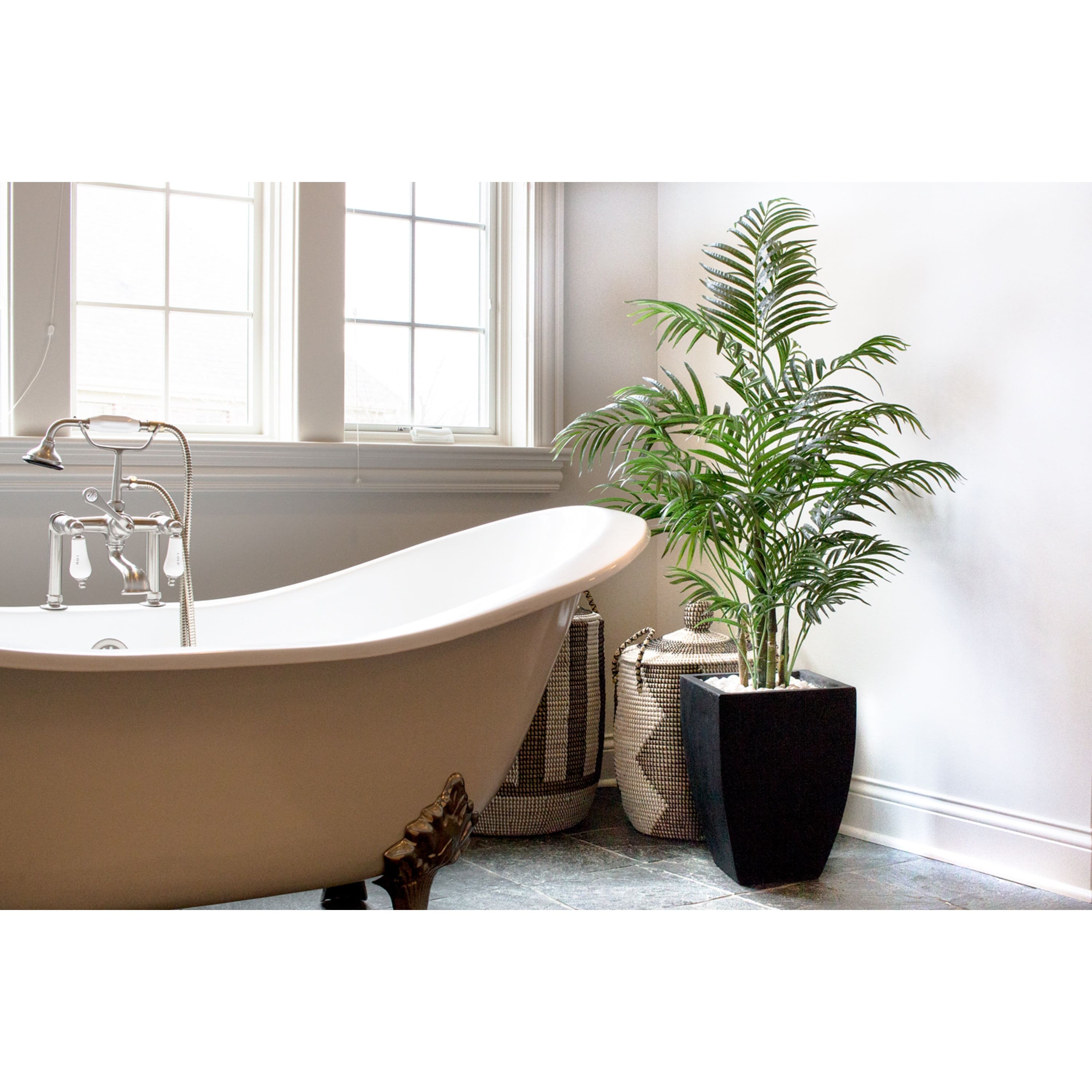4.5ft. UV Resistant Areca Palm Tree with Black Wash Planter