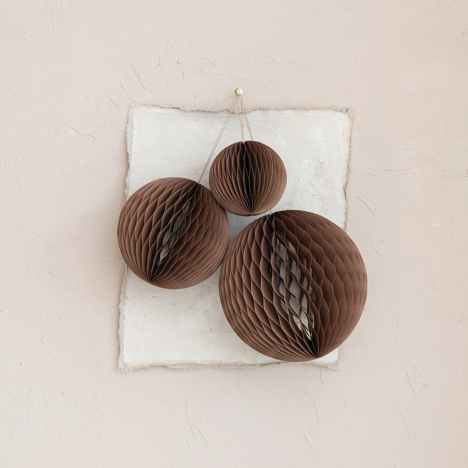 Hello Honey® Round Paper Honeycomb Ornaments with Gold Glitter Set