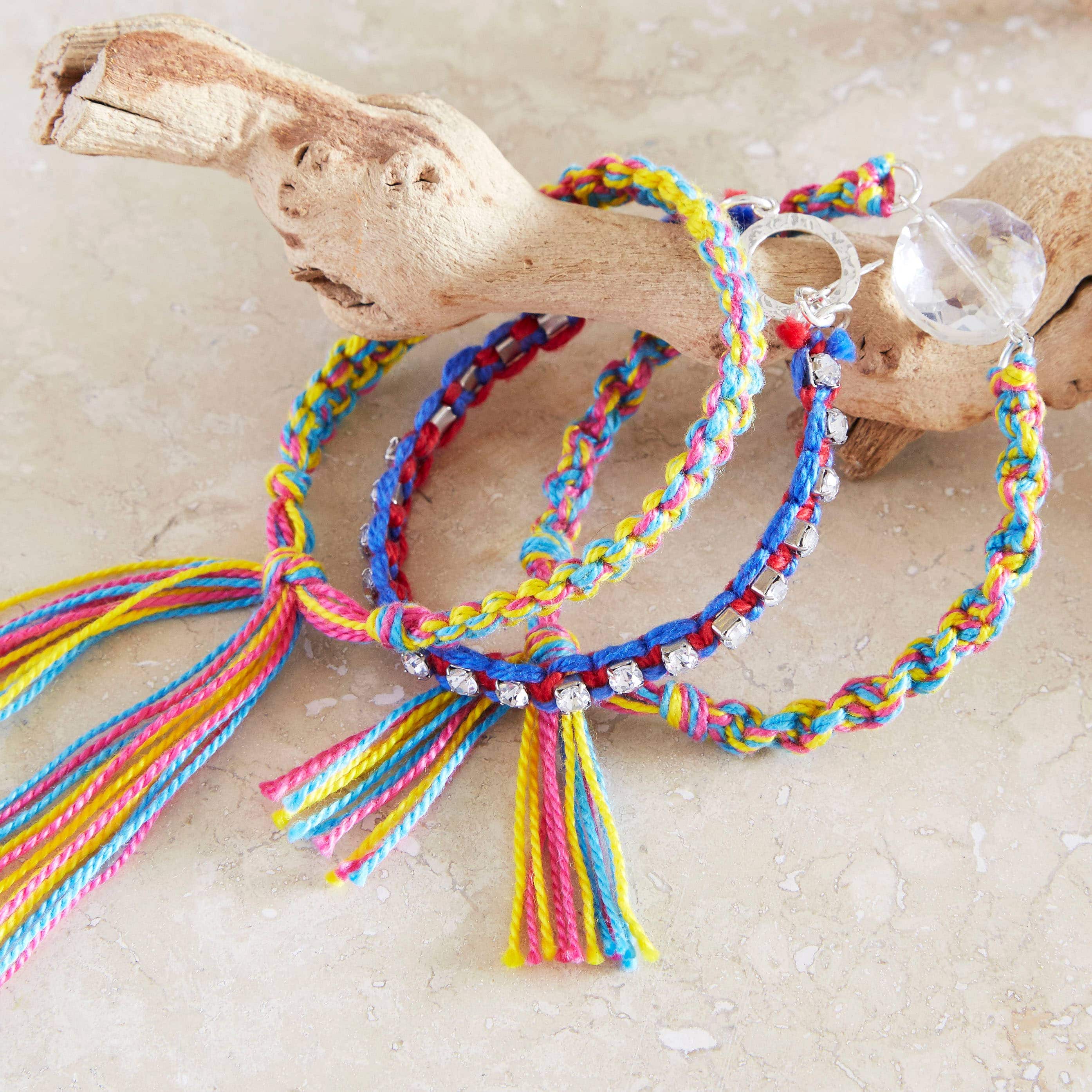 Bright Flat Square Knot Friendship Bracelet