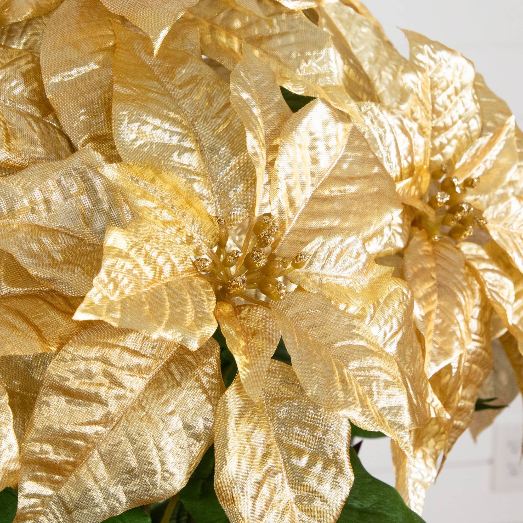 Nearly Natural 30" Artificial Grand Velvet Poinsettia in Red Wrapped Planter