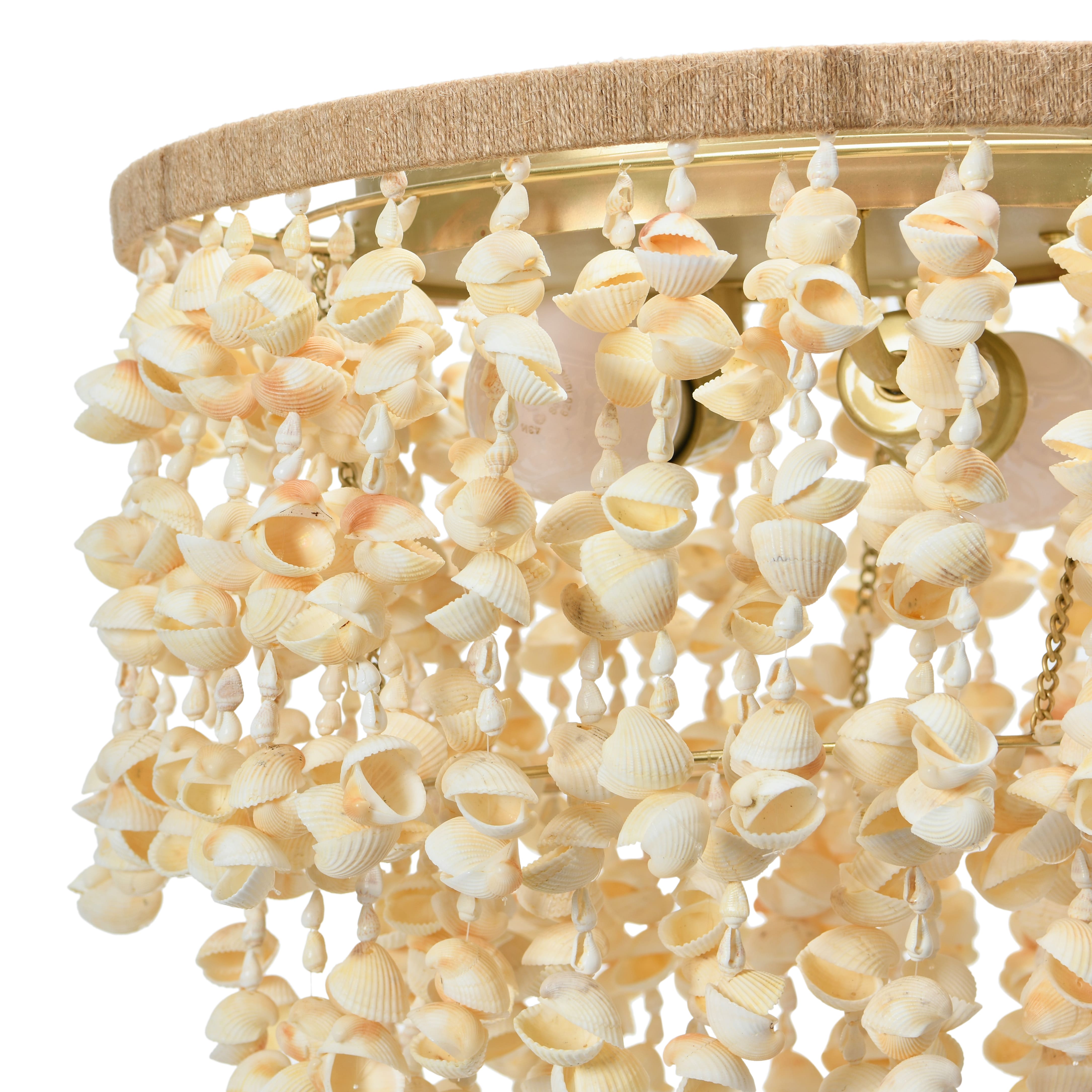Hello Honey® 15" Round Metal and Shell Flush Mount Ceiling Light