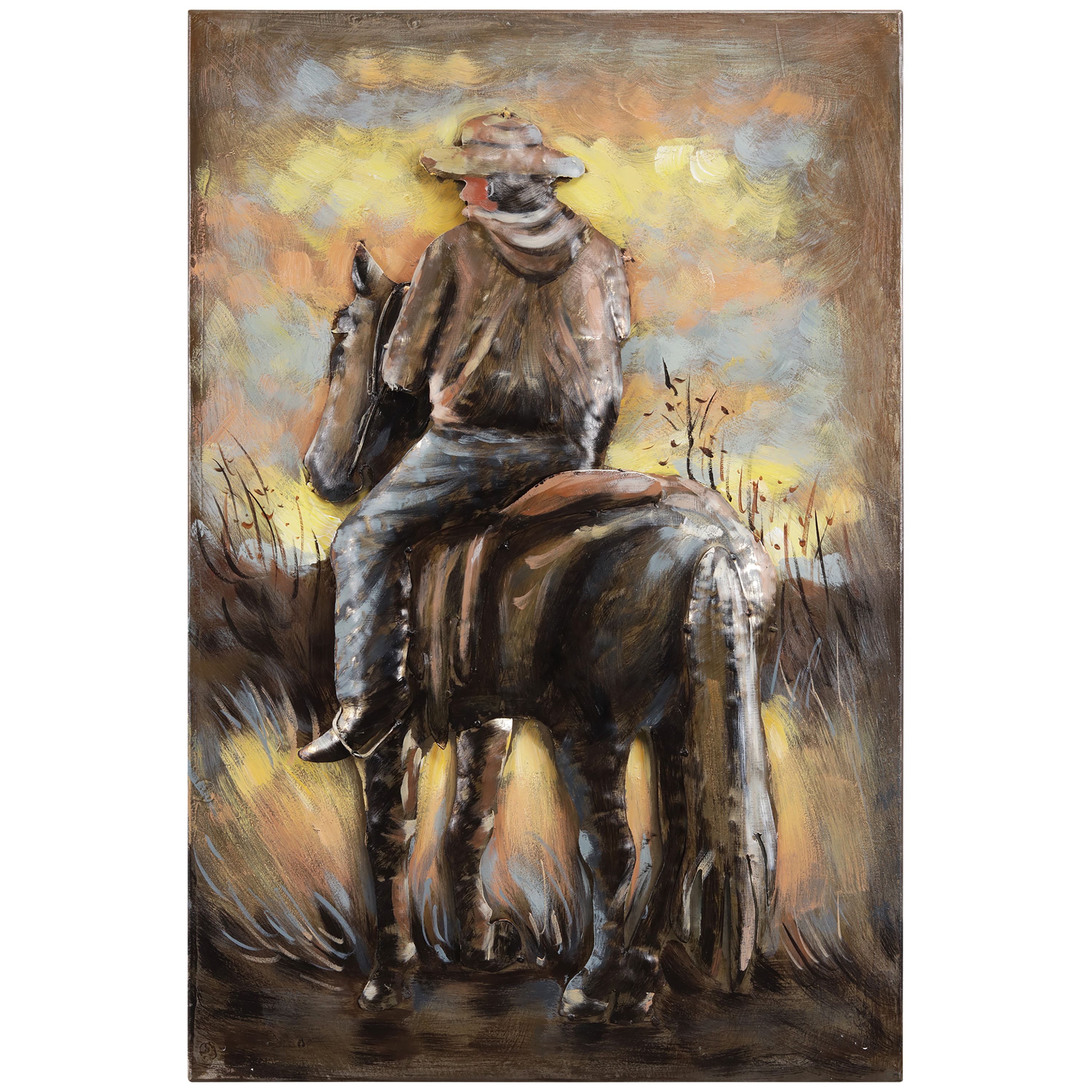 Empire Art Direct 16" x 24" Cowboy Mixed Media Iron Hand Painted Dimensional Wall Sculpture