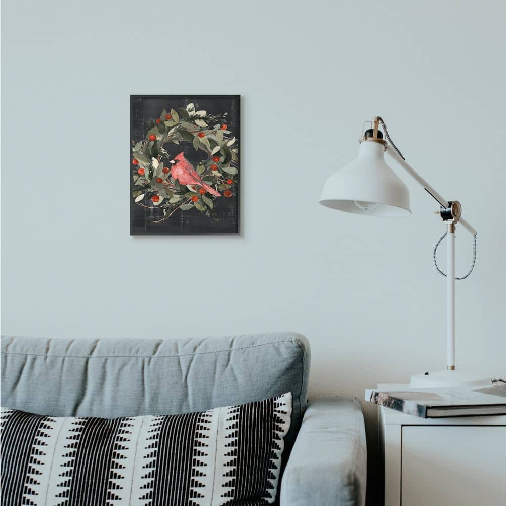 Stupell Industries Red Cardinal In Wreath Design Framed Wall Art