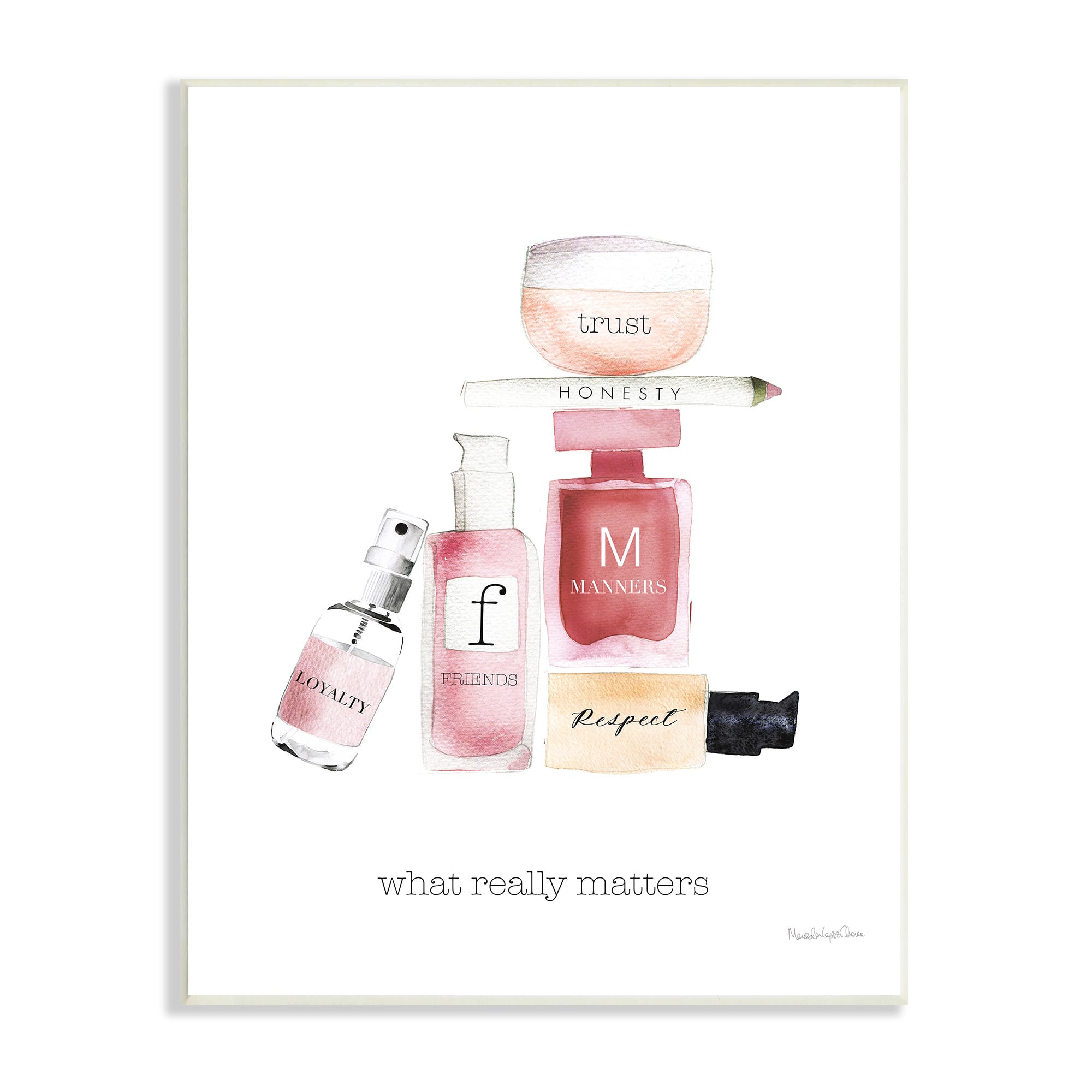 Stupell Industries Motivational Phrase Fashion Cosmetics What Really Matters Quote Wall Plaque