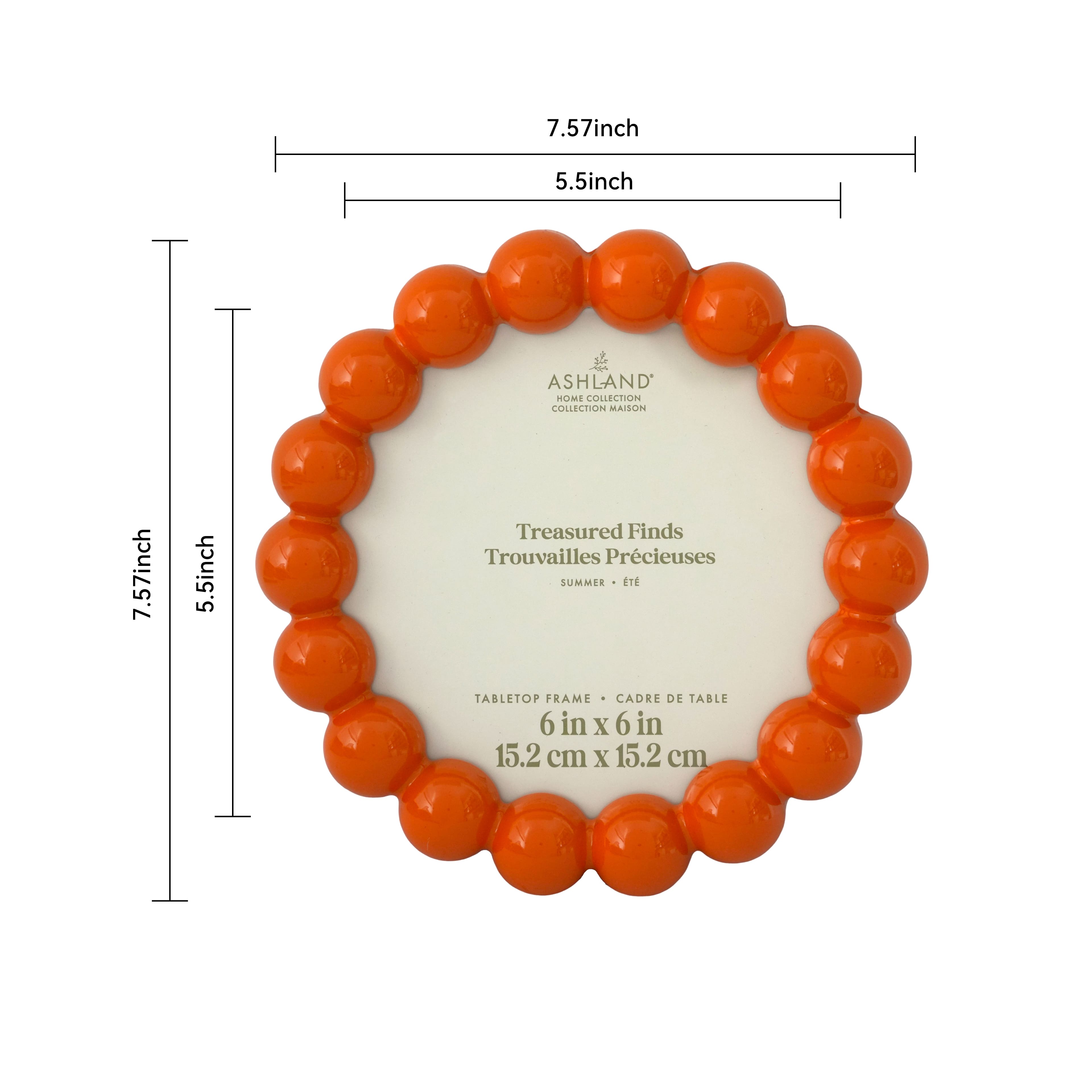 6" x 6" Orange Beaded Round Tabletop Frame, Treasured Finds by Ashland®