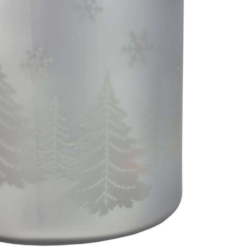 10" Christmas Trees and Snowflakes Pillar Candle Holder with Handle