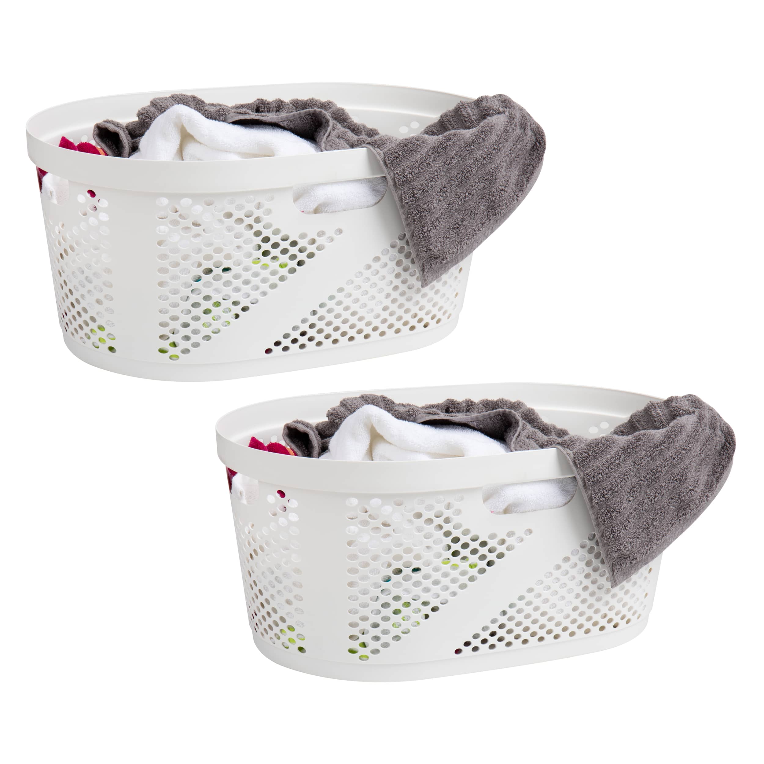 Mind Reader 40L Ventilated Laundry Basket with Cut Out Handles, 2ct.