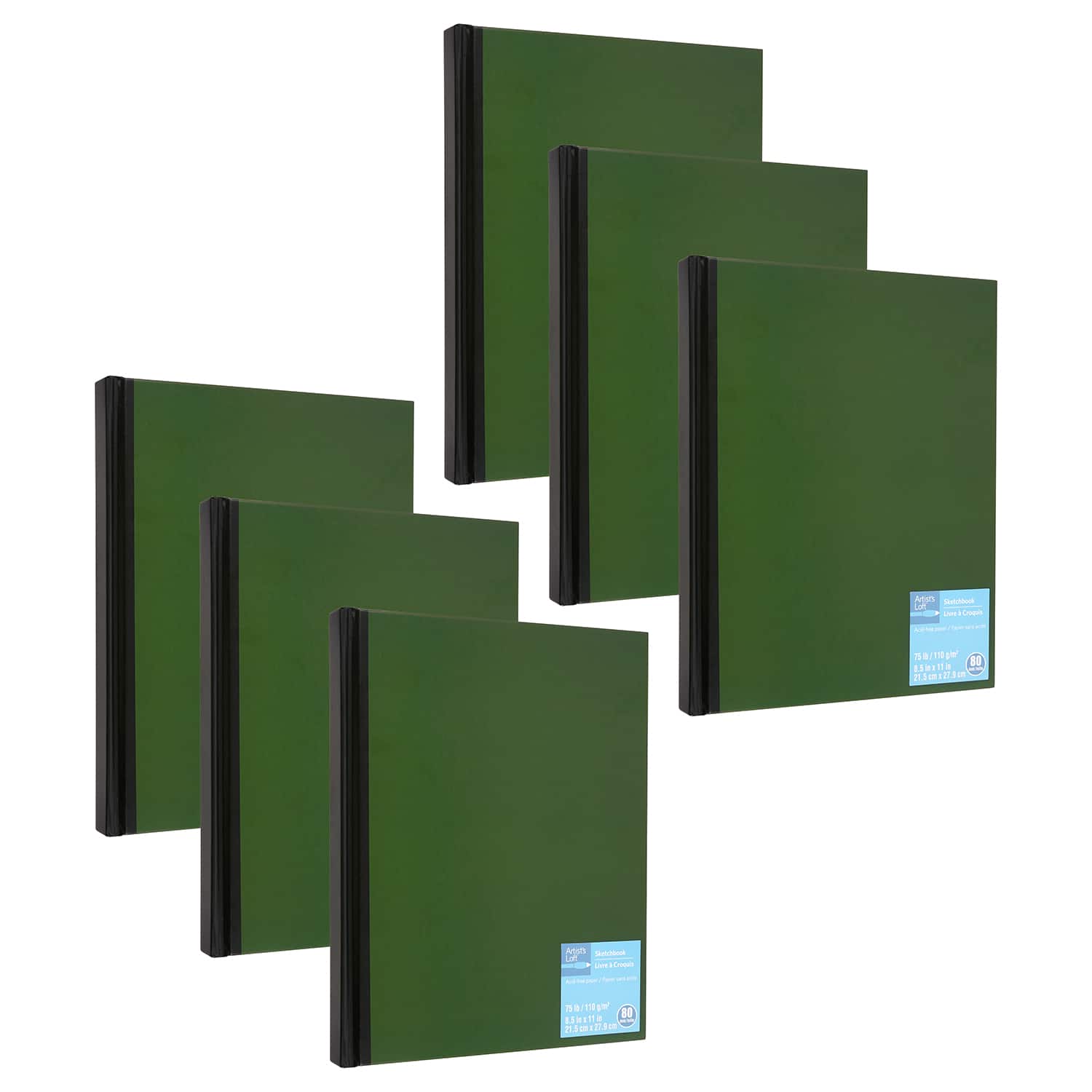 6 Pack: Olive Sketchbook by Artist's Loft™, 8.5" x 11"