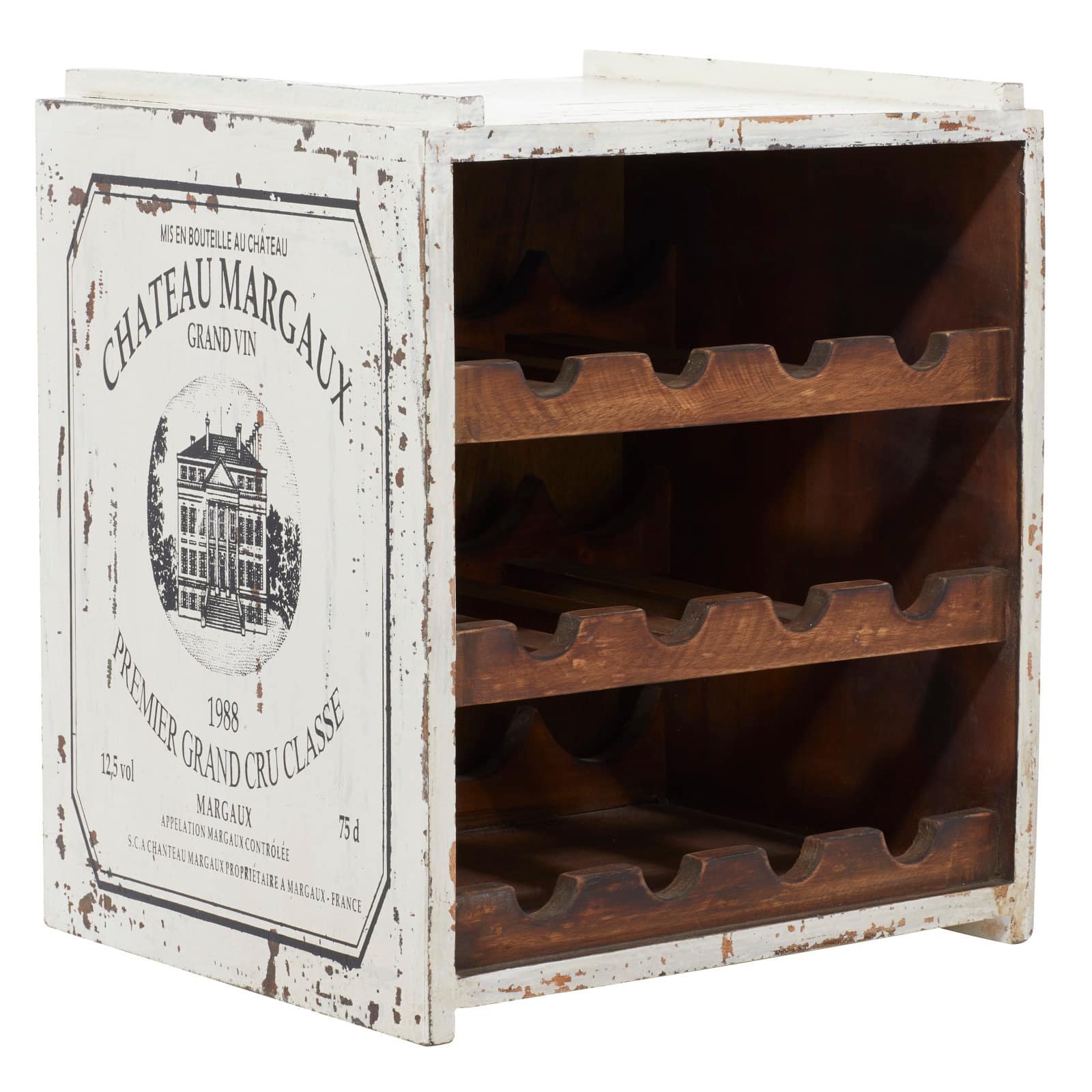 16" White Wood Farmhouse Wine Rack