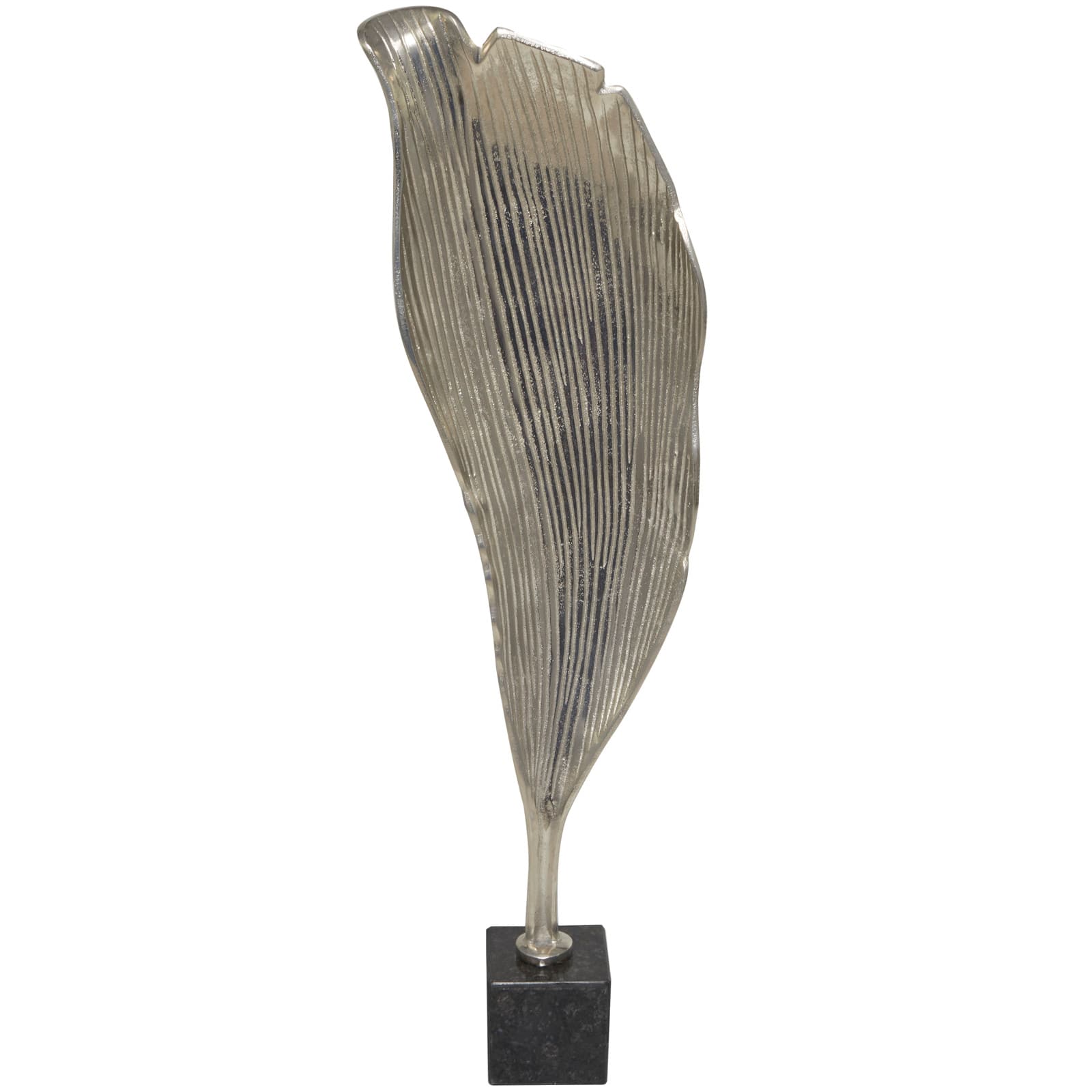 35.5" Embossed Silver Aluminum Leaf Tabletop Décor