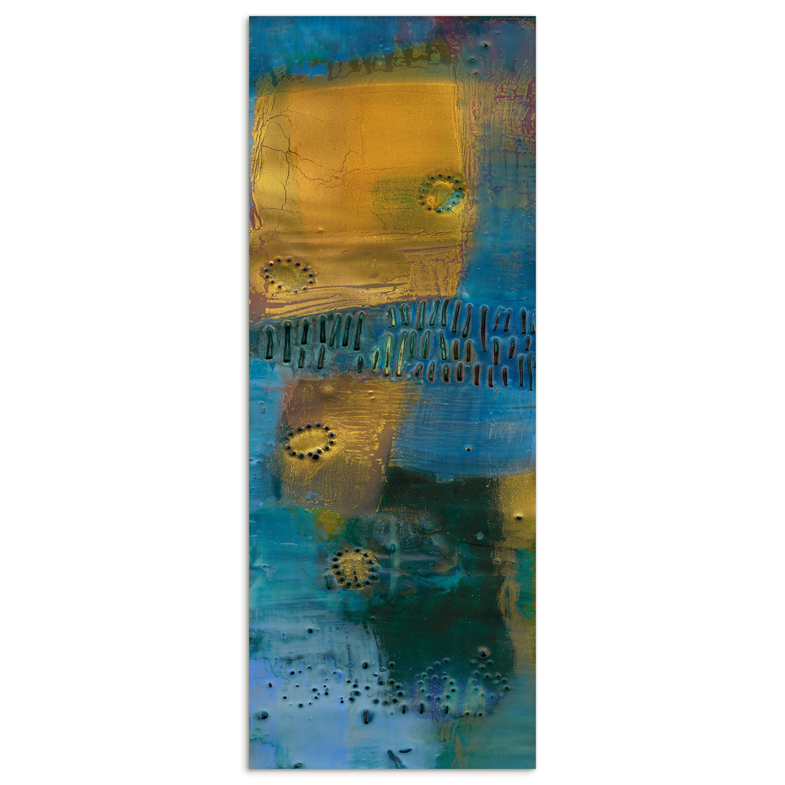 Empire Art Direct 24" x 63" Reedy Blue I Free Floating Reverse Tempered Glass Wall Art