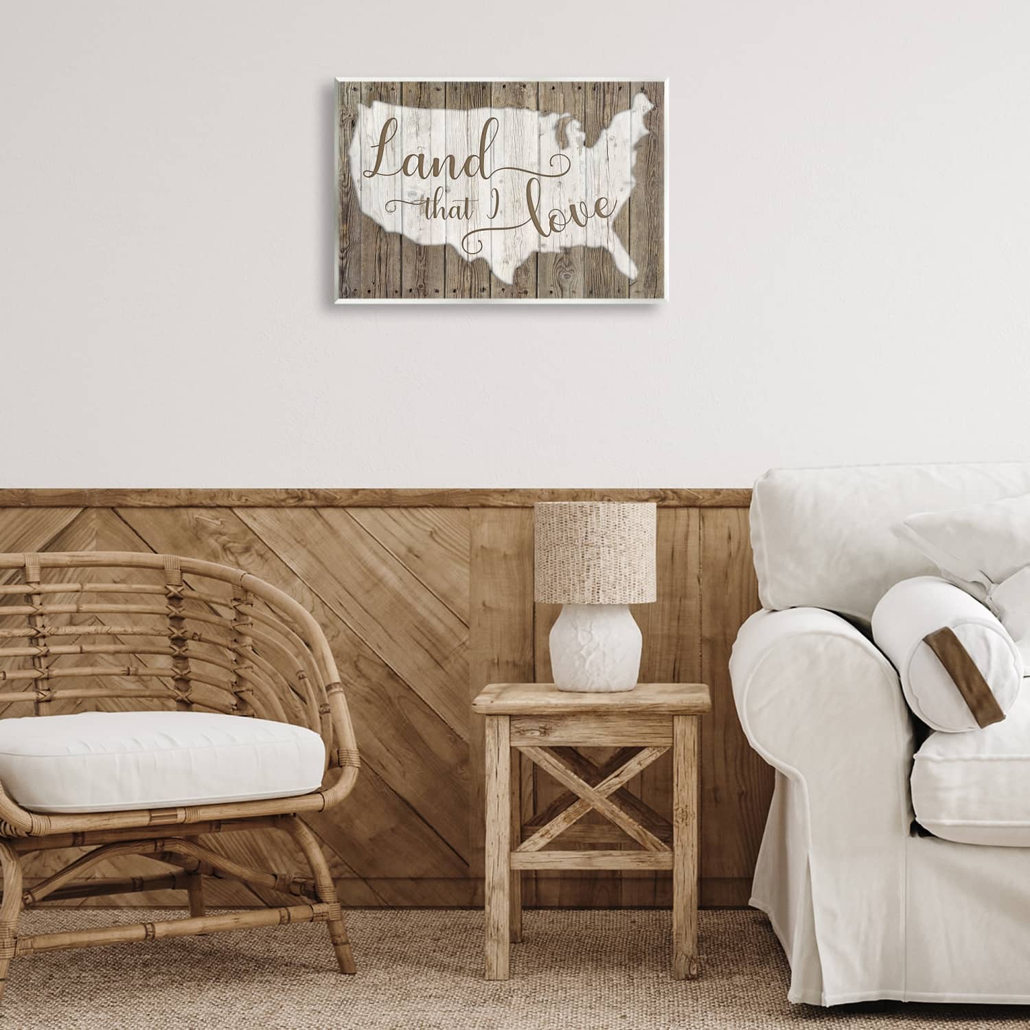 Stupell Industries Land I Love United States Map Rustic Background Wall Plaque Art