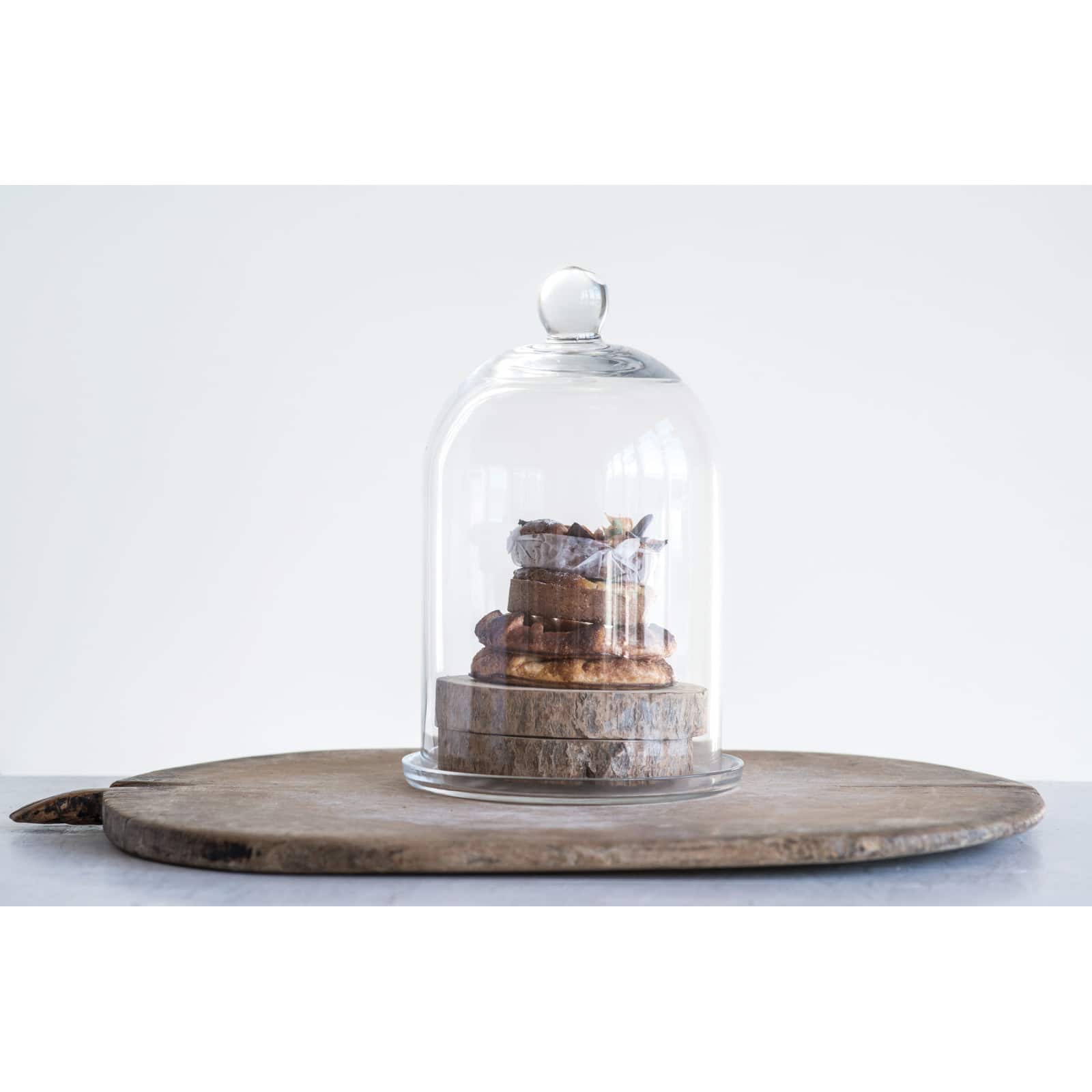 Hello Honey® Glass Cloche with Clear Glass Plate Set