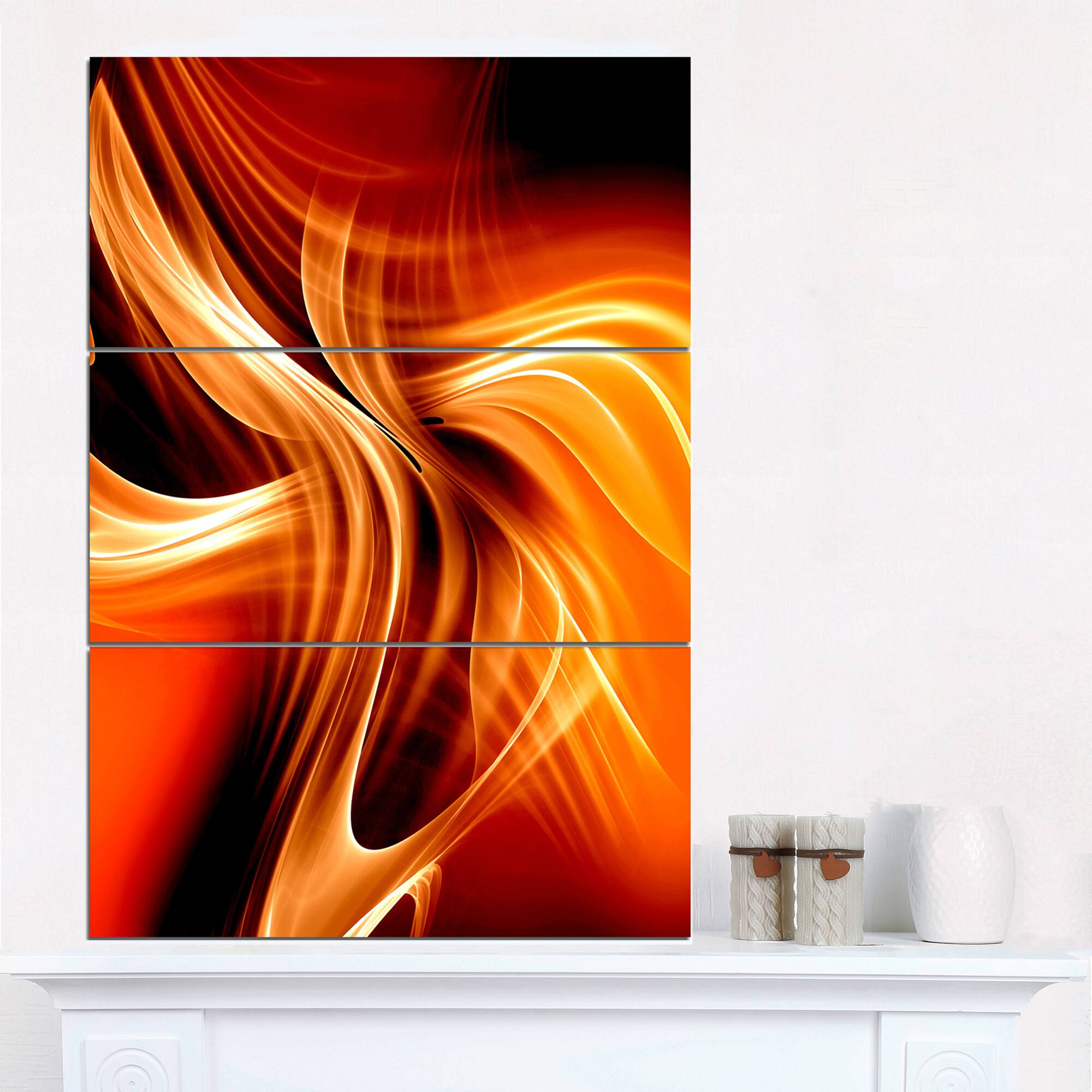 Designart - Orange Abstract Warm Fractal Design