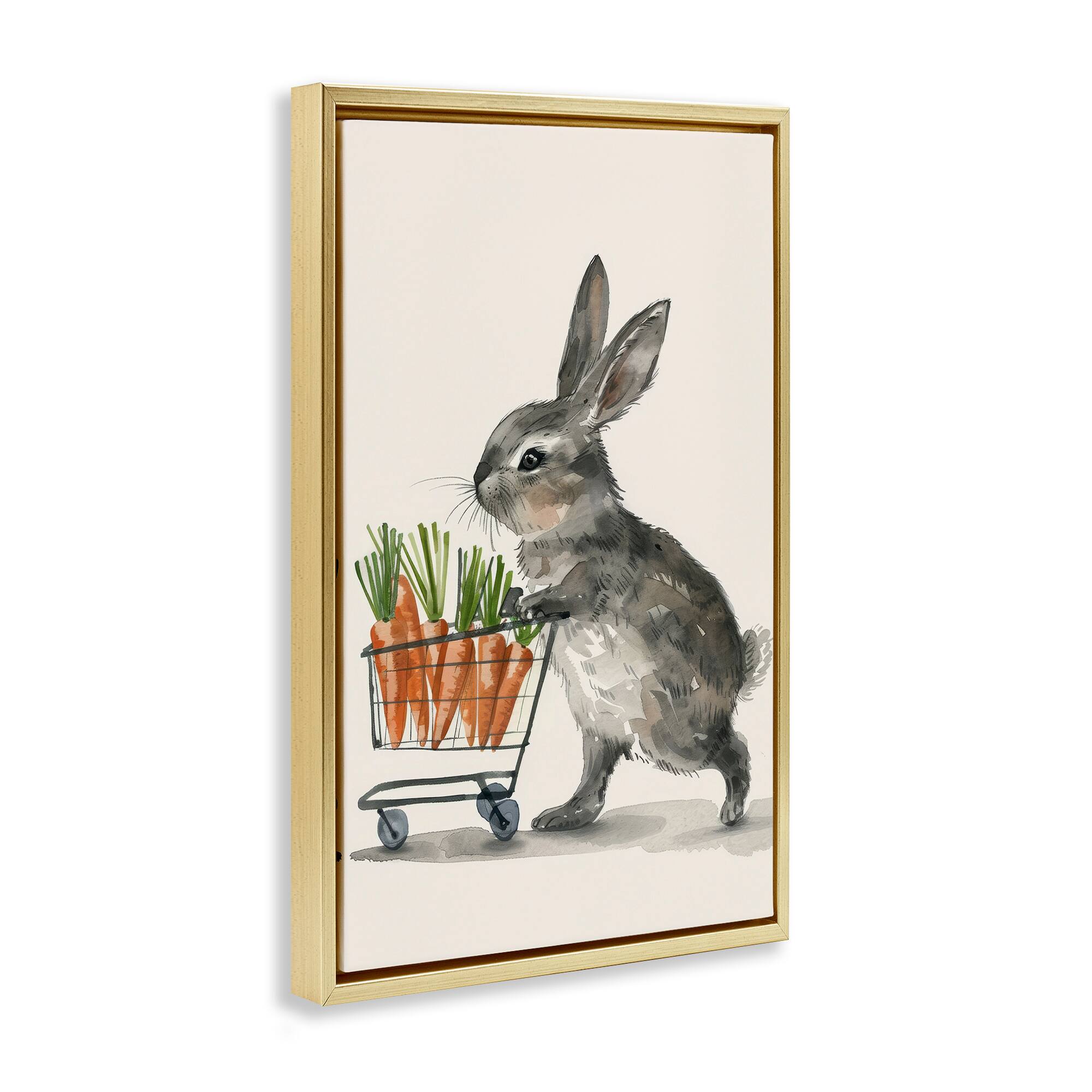 Stupell Industries Bunny with Carrots Floating Frame Wall Art