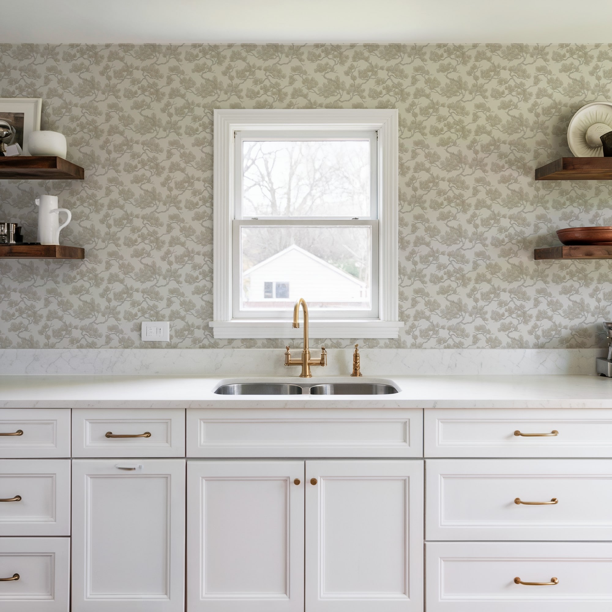 Designs Direct Embroidered Pine Tree Wallpaper