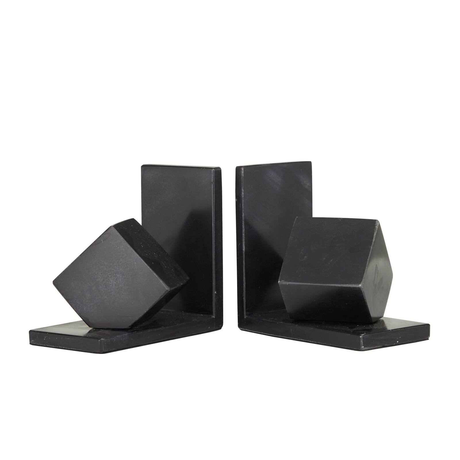 CosmoLiving by Cosmopolitan 6" Black Marble Orb Bookends Set