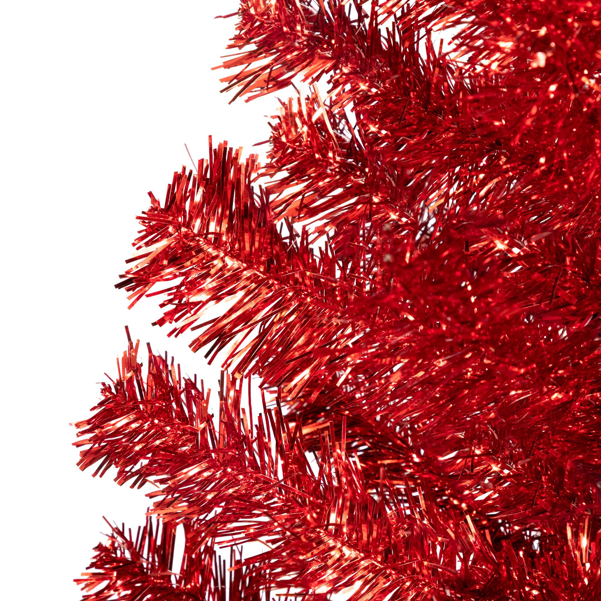 6ft. Unlit Red Artificial Tinsel Christmas Tree