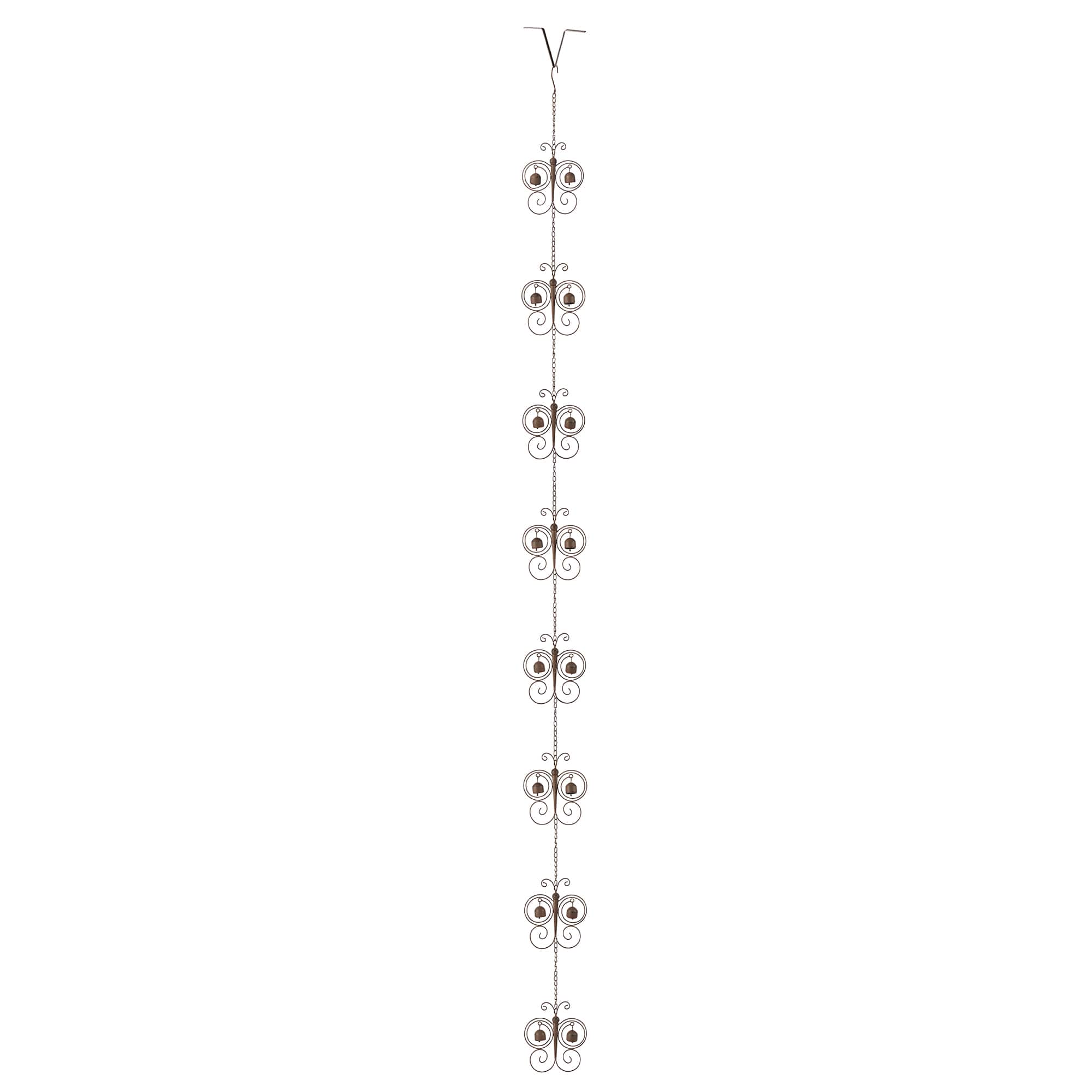Glitzhome® 8.5ft. 8-Piece Faux Copper Butterfly-Shaped Rain Chain with V-Shaped Gutter Clip