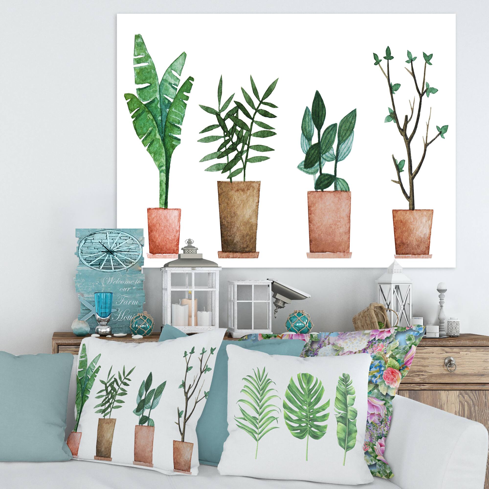 Designart - Duo of Potted Flowers House Plants