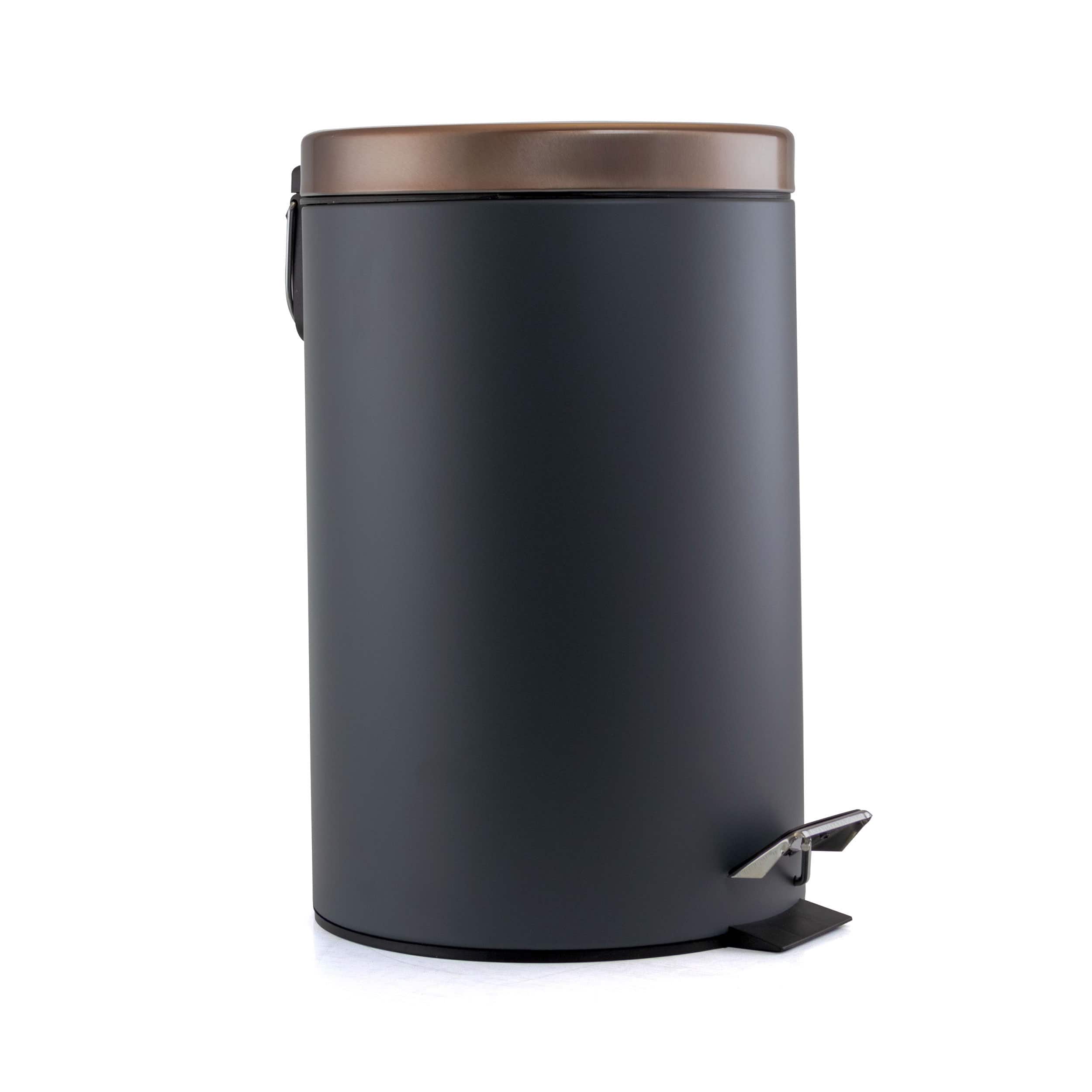 Elama 12 Liter Stylish Grey and Copper Soft Pedal Office, Kitchen and Bathroom Trash Bin - Matte gray