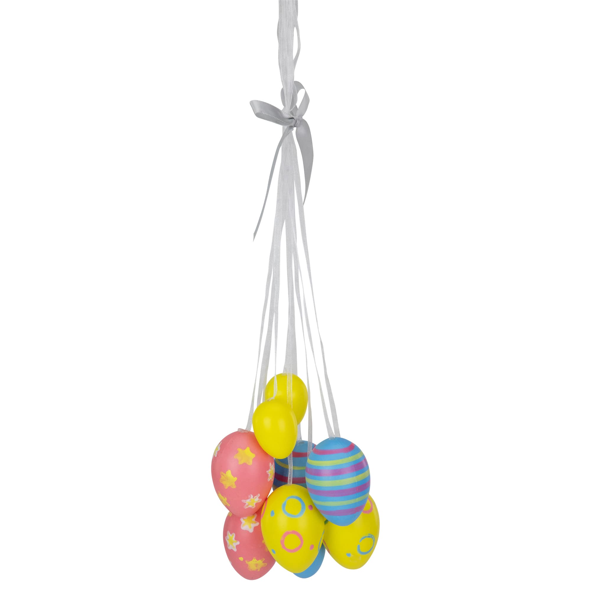 11.75" Floral Striped Easter Egg Cluster Hanging Décor
