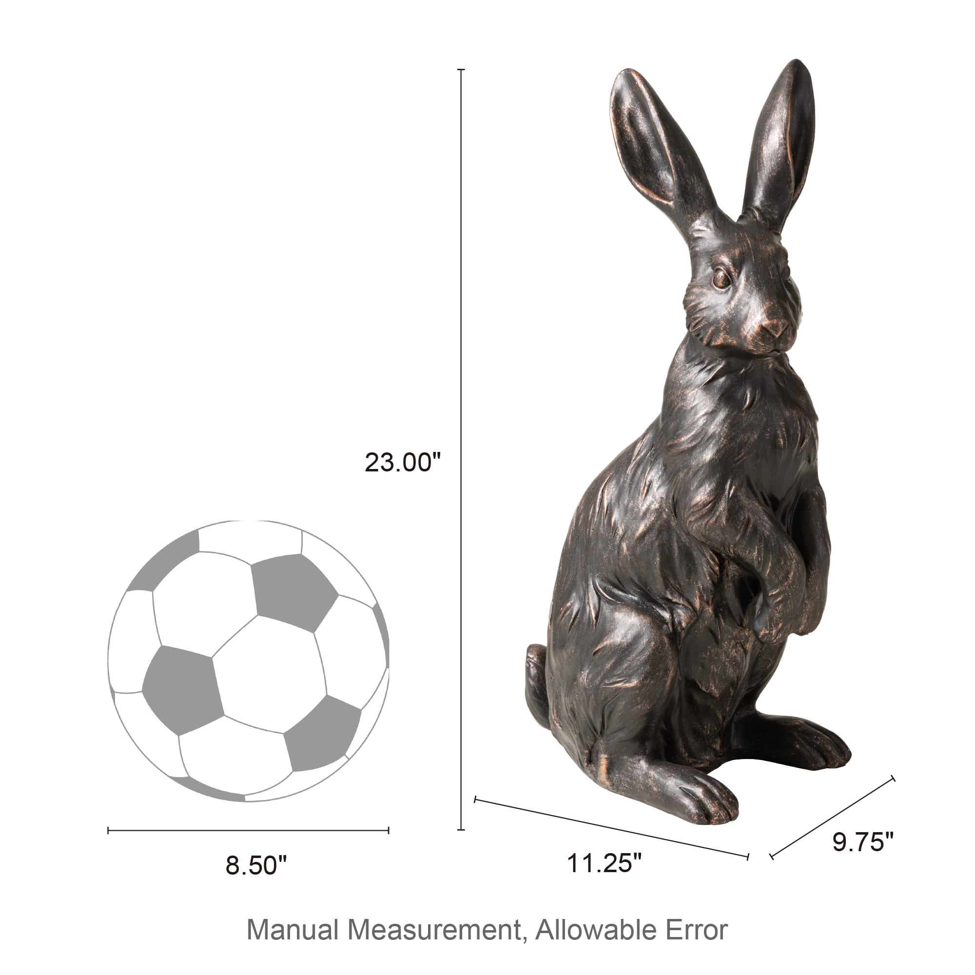 Glitzhome® 23" MGO Bronze Standing Rabbit Statue