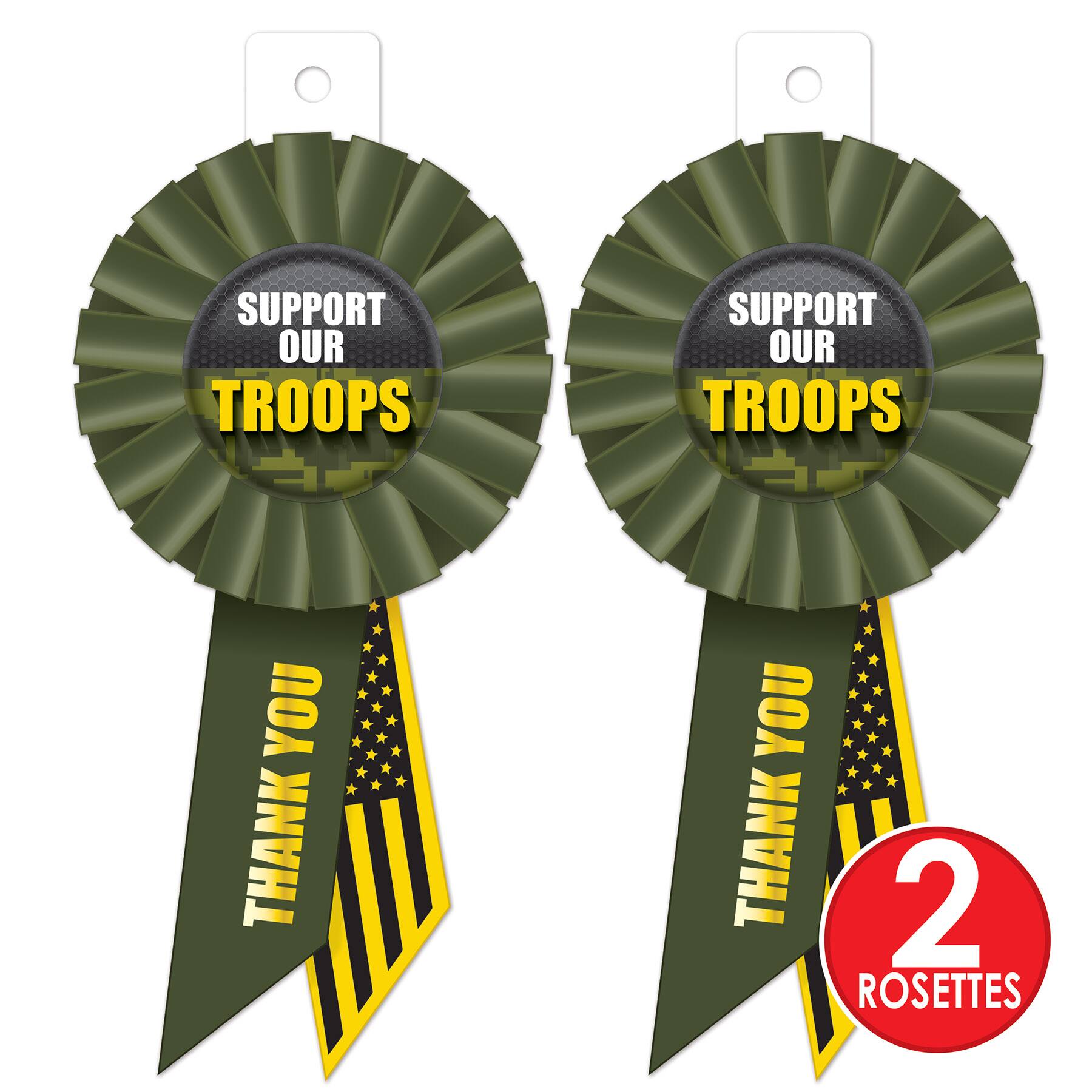 Beistle 6.5" Camouflage Support Our Troops Rosettes, 2ct.