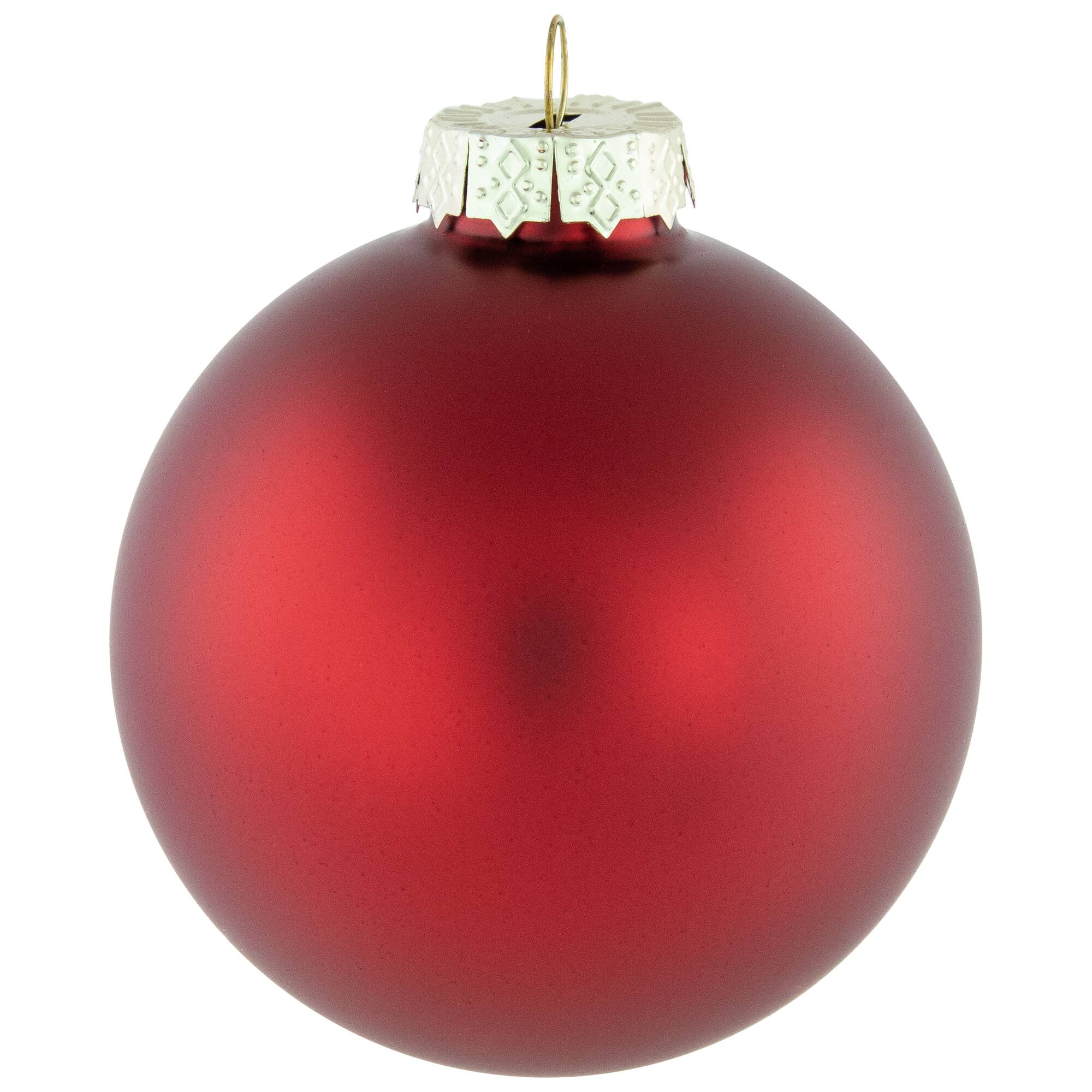 96ct. Shiny & Matte Red Glass Ball Ornaments