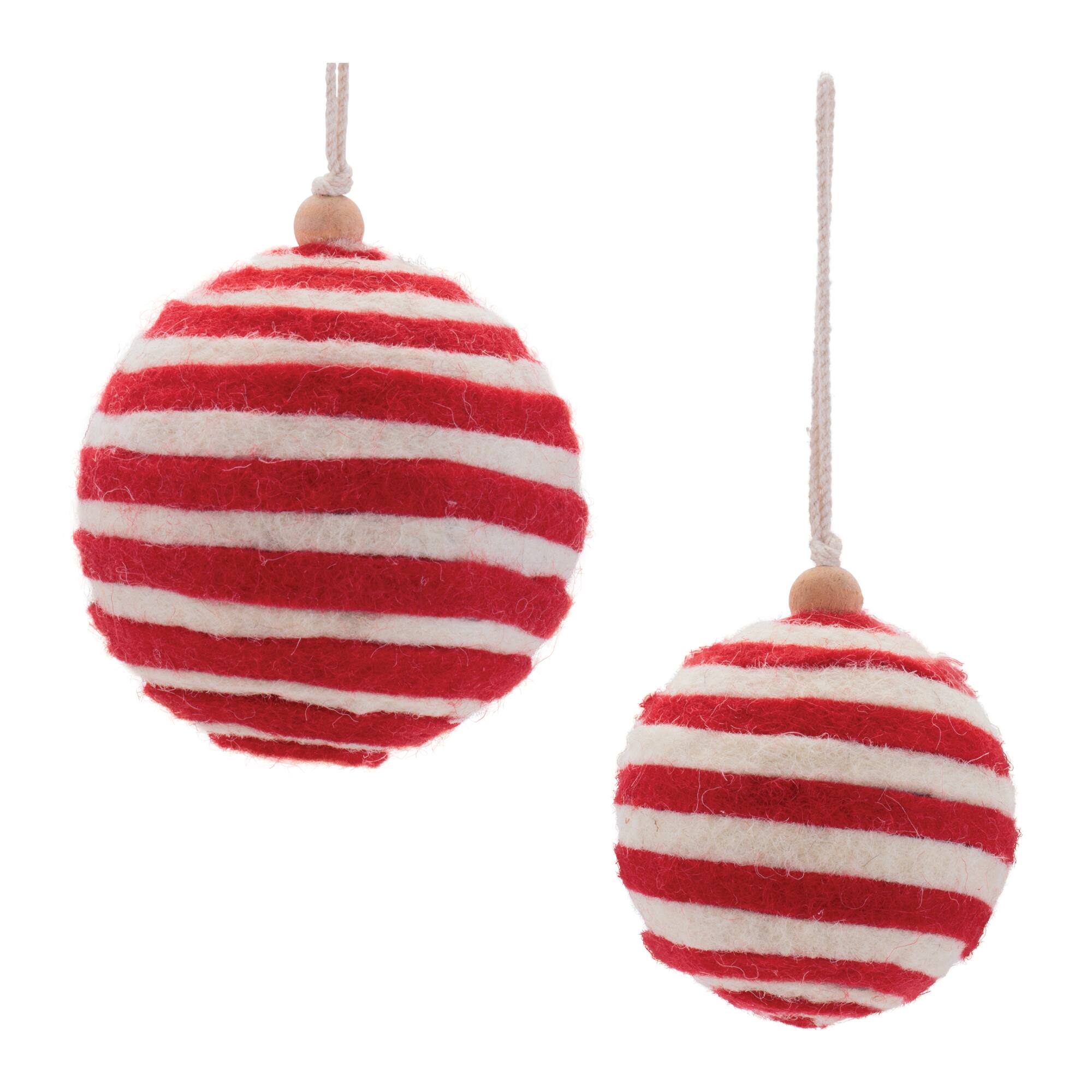 Melrose Red & White Glitter Ball Ornaments Set