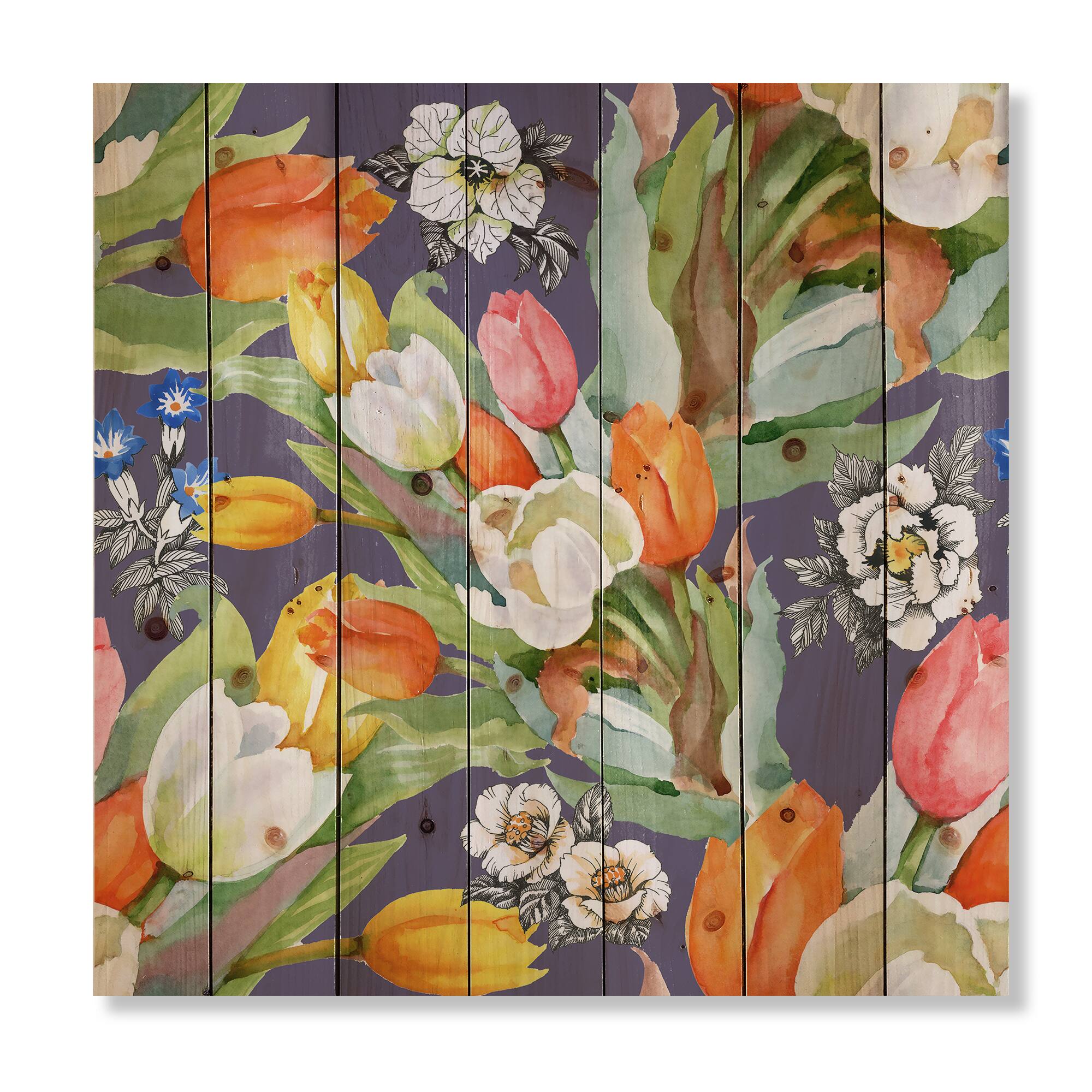 Designart - Blooming White and Orange Tulips VI