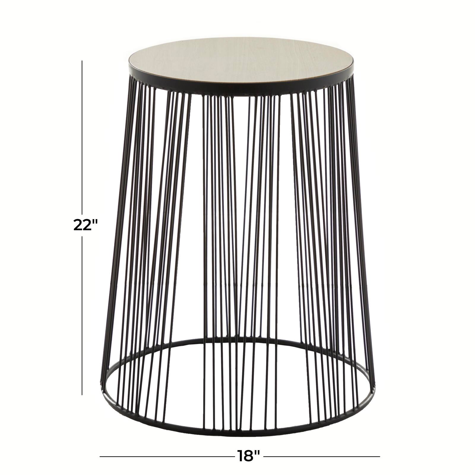 Black Metal Contemporary Accent Table, 22" x 18" x 18"