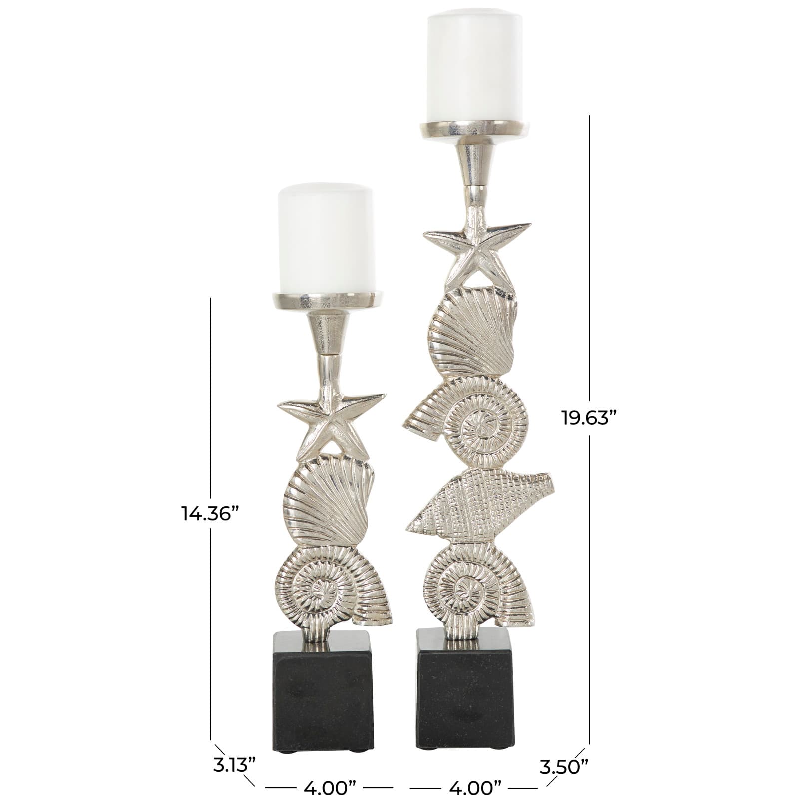 Aluminum Seashell Candle Holder Set