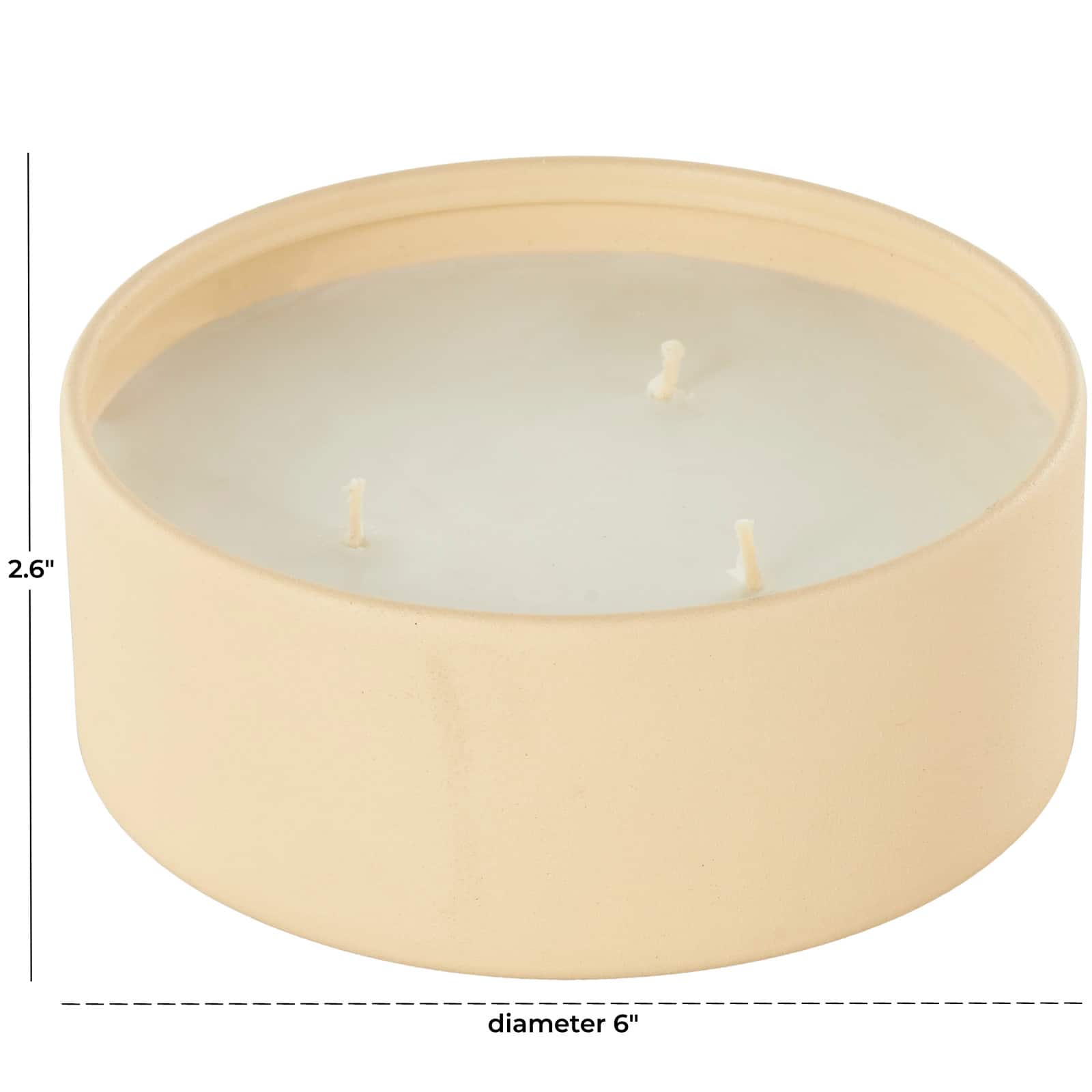 Ivory and Iris 22oz. Beige with White Wax 3 Wick Rose Blossom & Sandalwood Scented Metal Candle