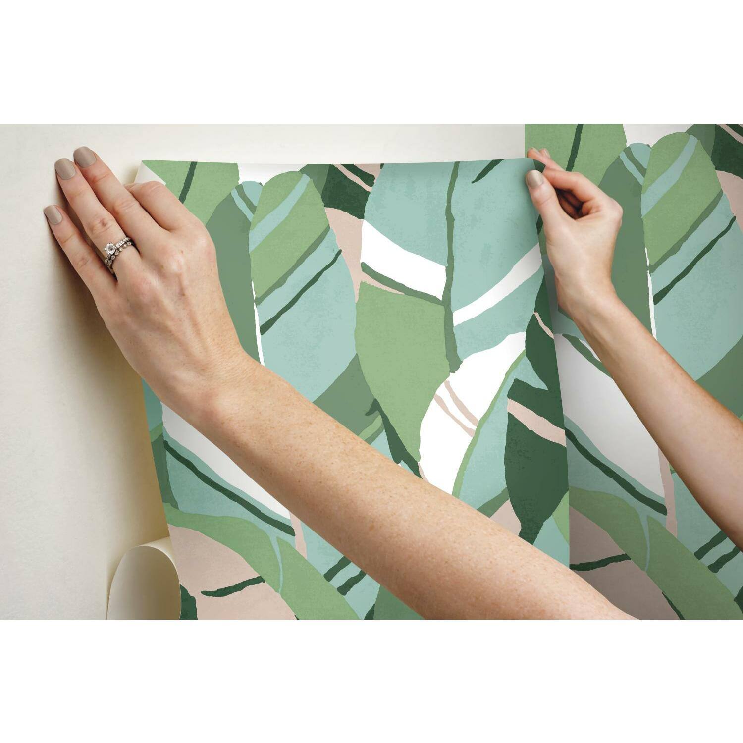 RoomMates Hearts of Palm Peel & Stick Wallpaper