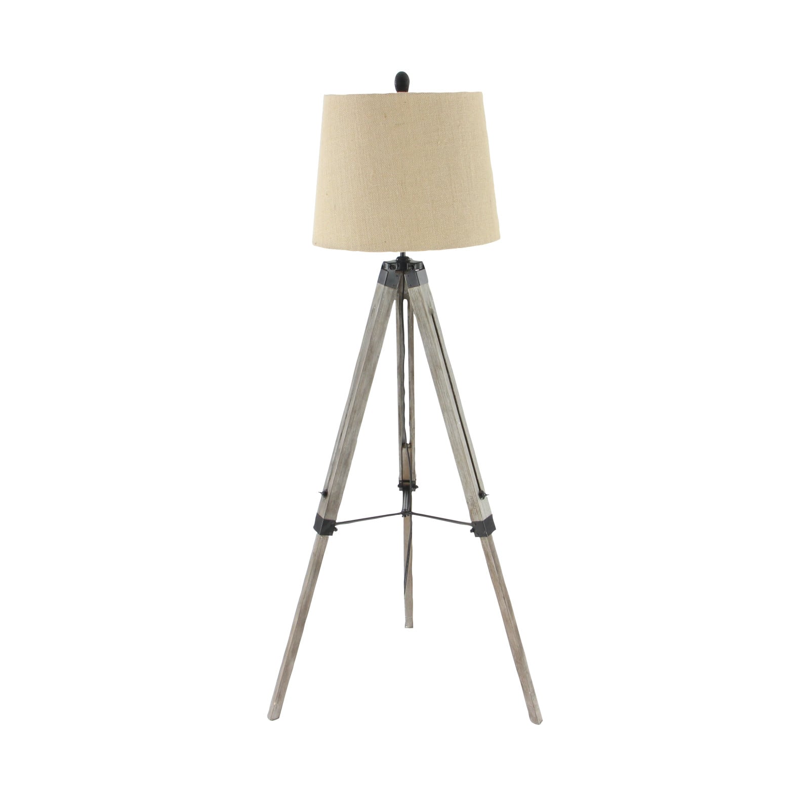 Brown Wood Industrial Floor Lamp, 61" x 25" x 25"
