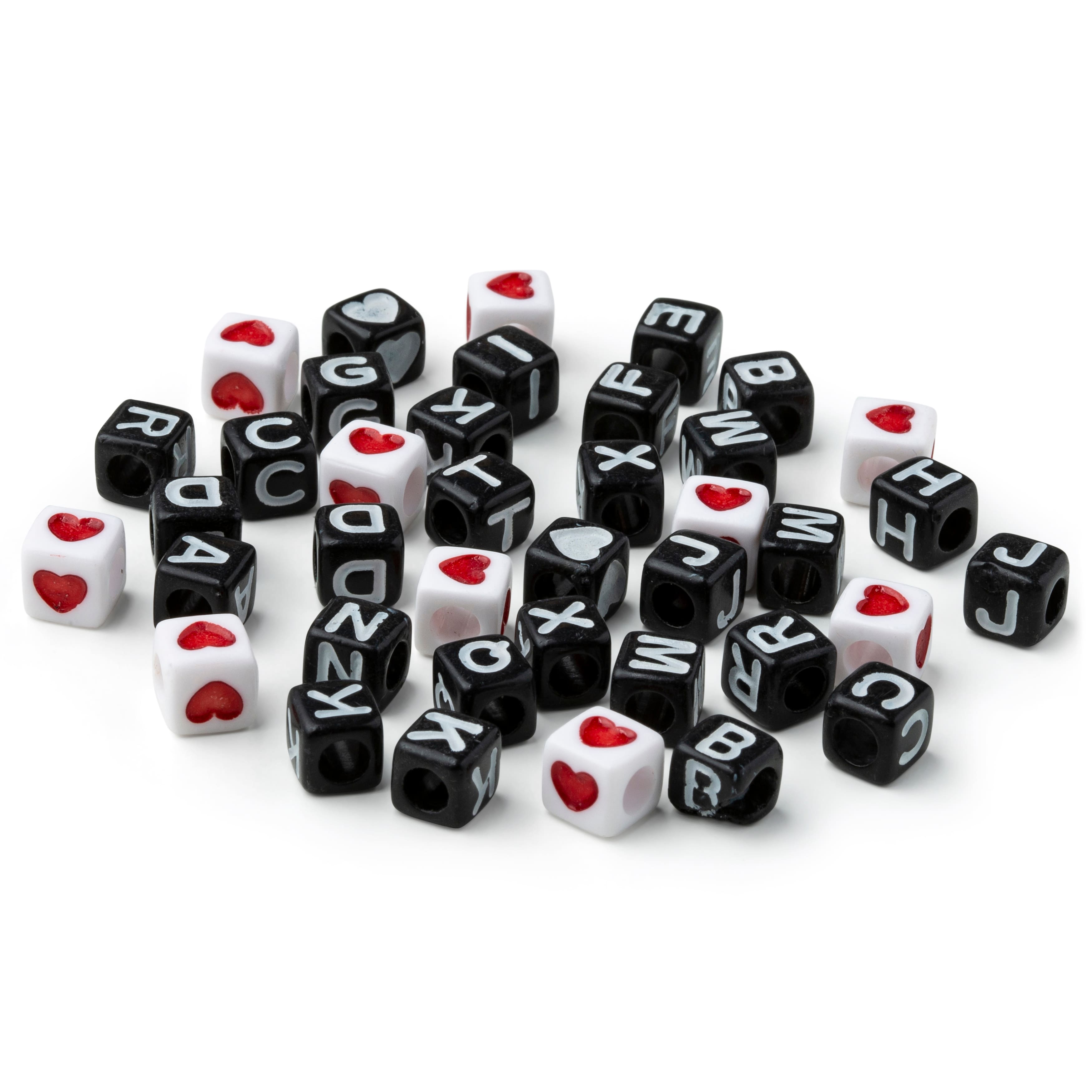 Black Alphabet Square Cube Beads by Creatology™