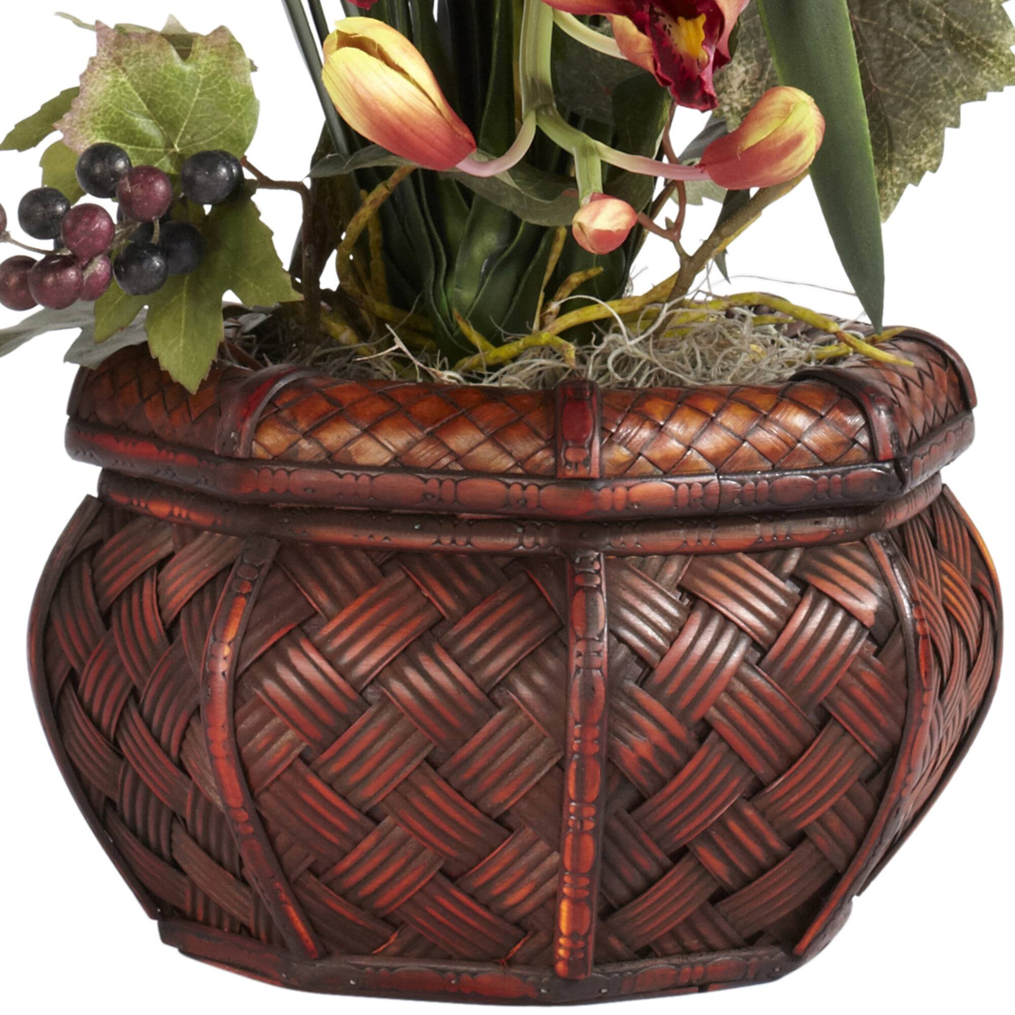 30" Burgundy Silk Cymbidium Arrangement with Decorative Vase