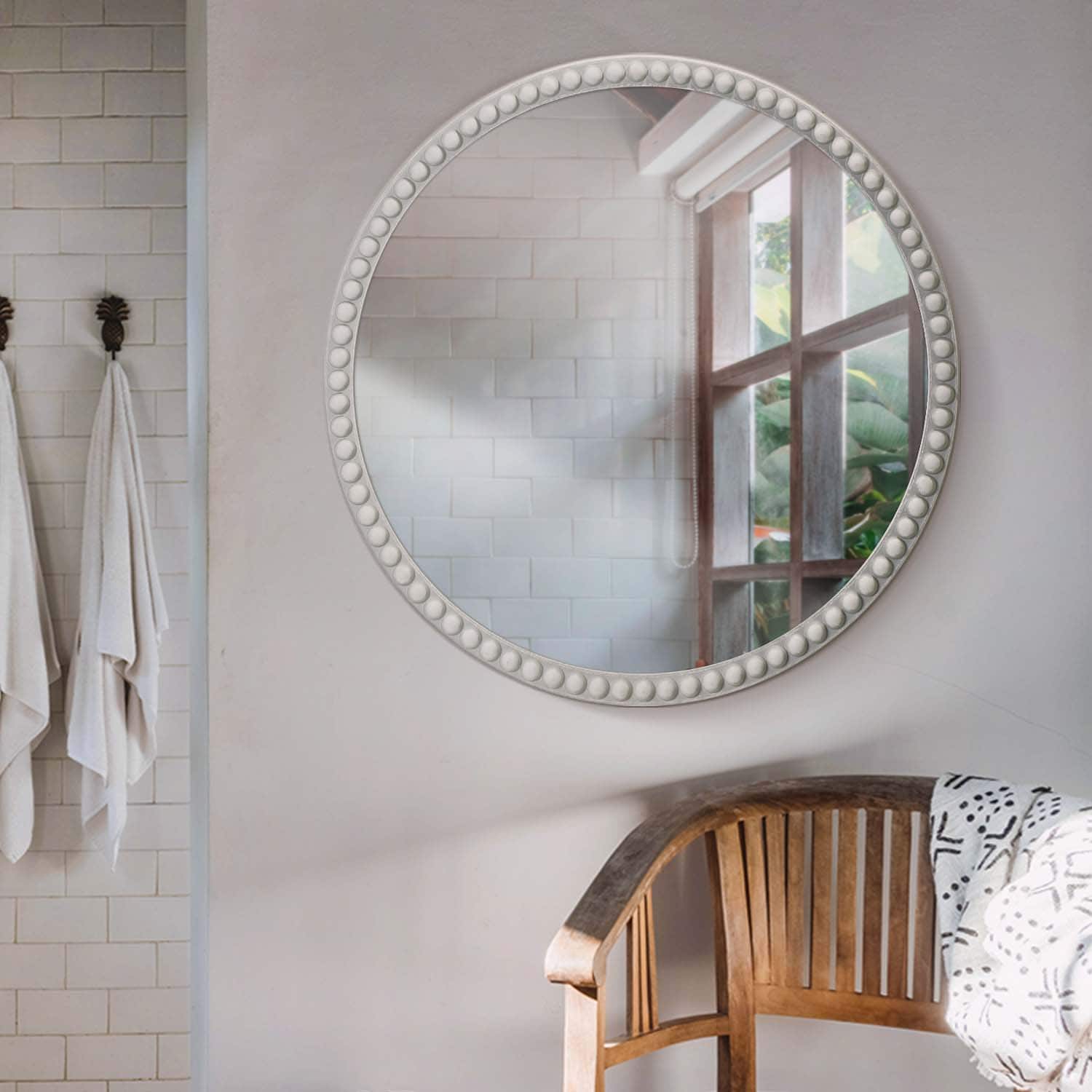 American Art Decor Moby's Beaded Frame Mirror - 30" x 30"