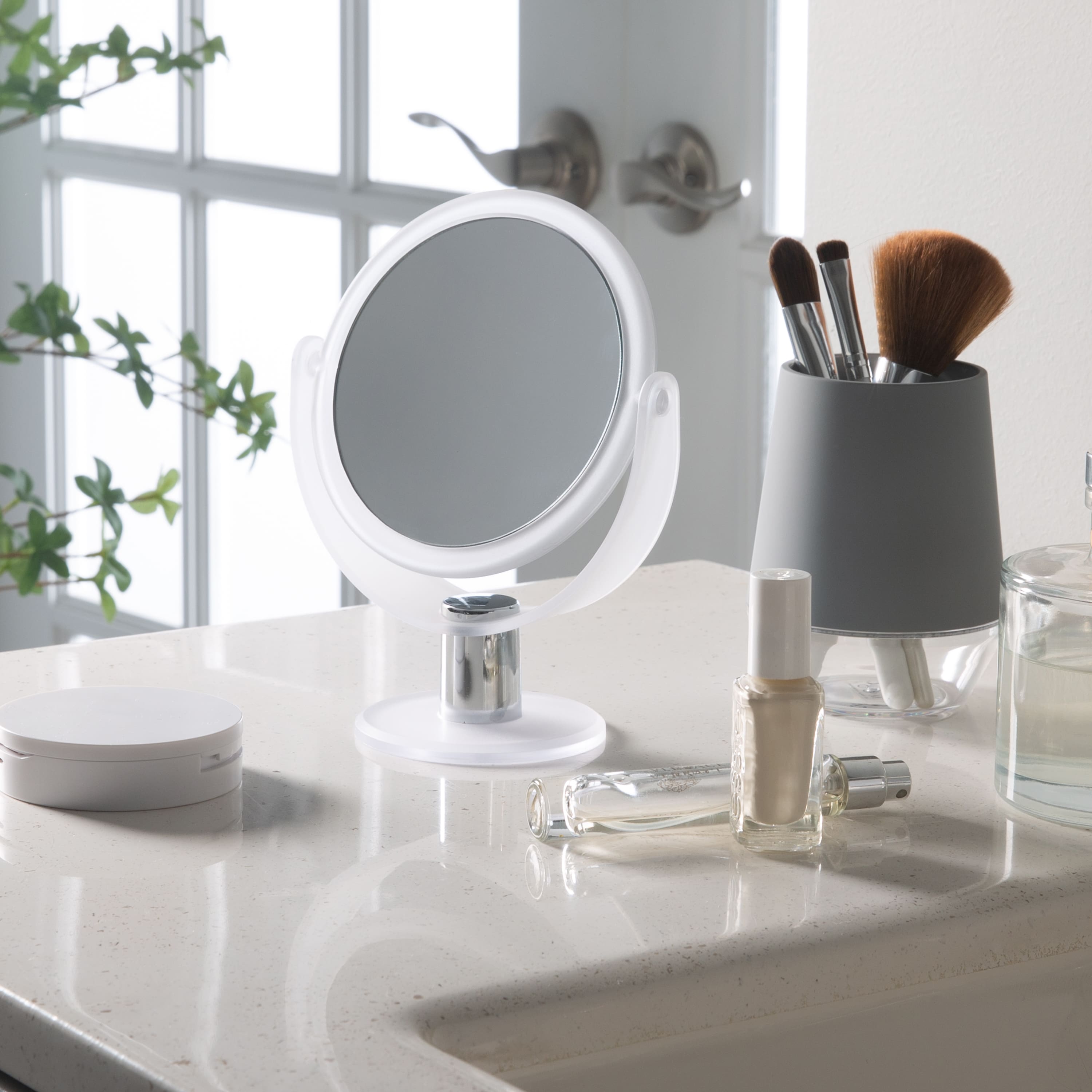 Home Details Dual Sided 10X Magnification Rubberized Vanity Mirror