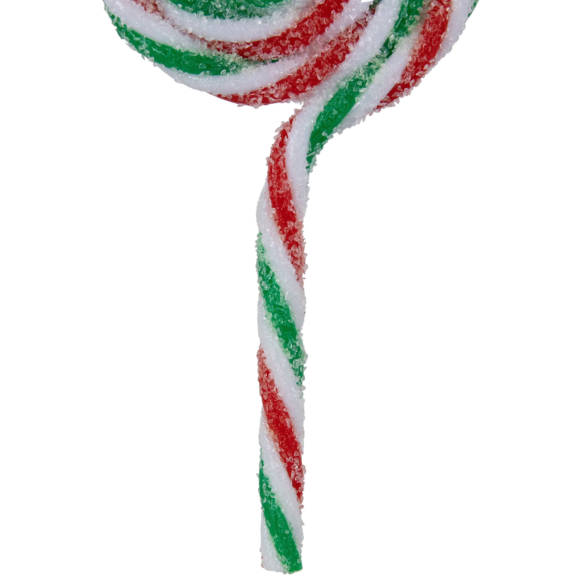 6ct Frosted White  Green and Red Lollipop Christmas Ornaments 7"