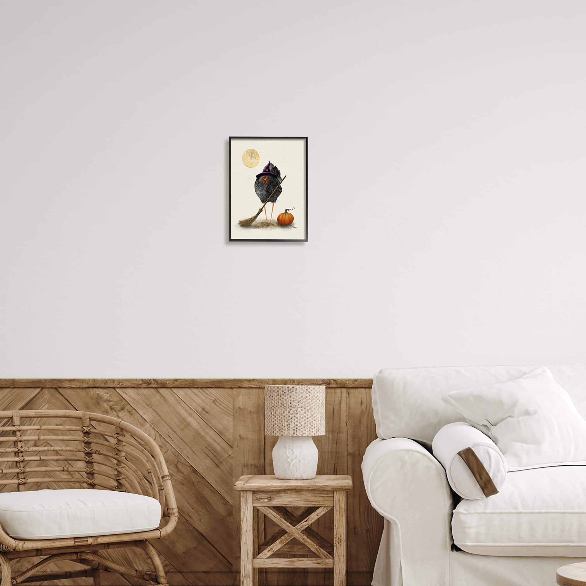 Stupell Industries Halloween Black Bird Witch Framed Giclee Art