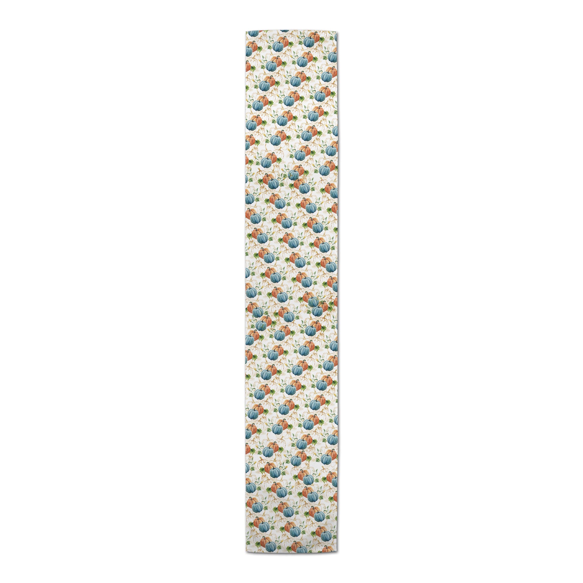 72" Blue & Orange Pumpkins Table Runner