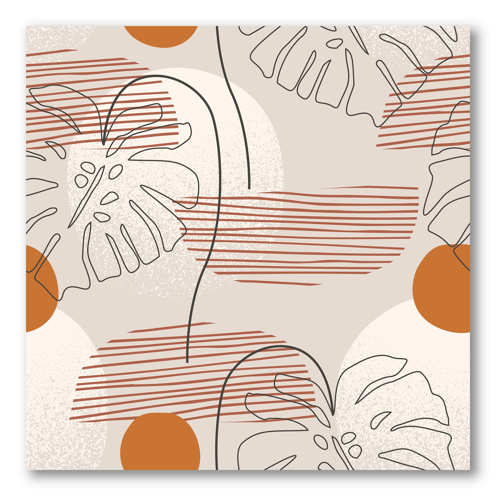 Designart - One Line Art Shapes & Abstract Monstera Leaf