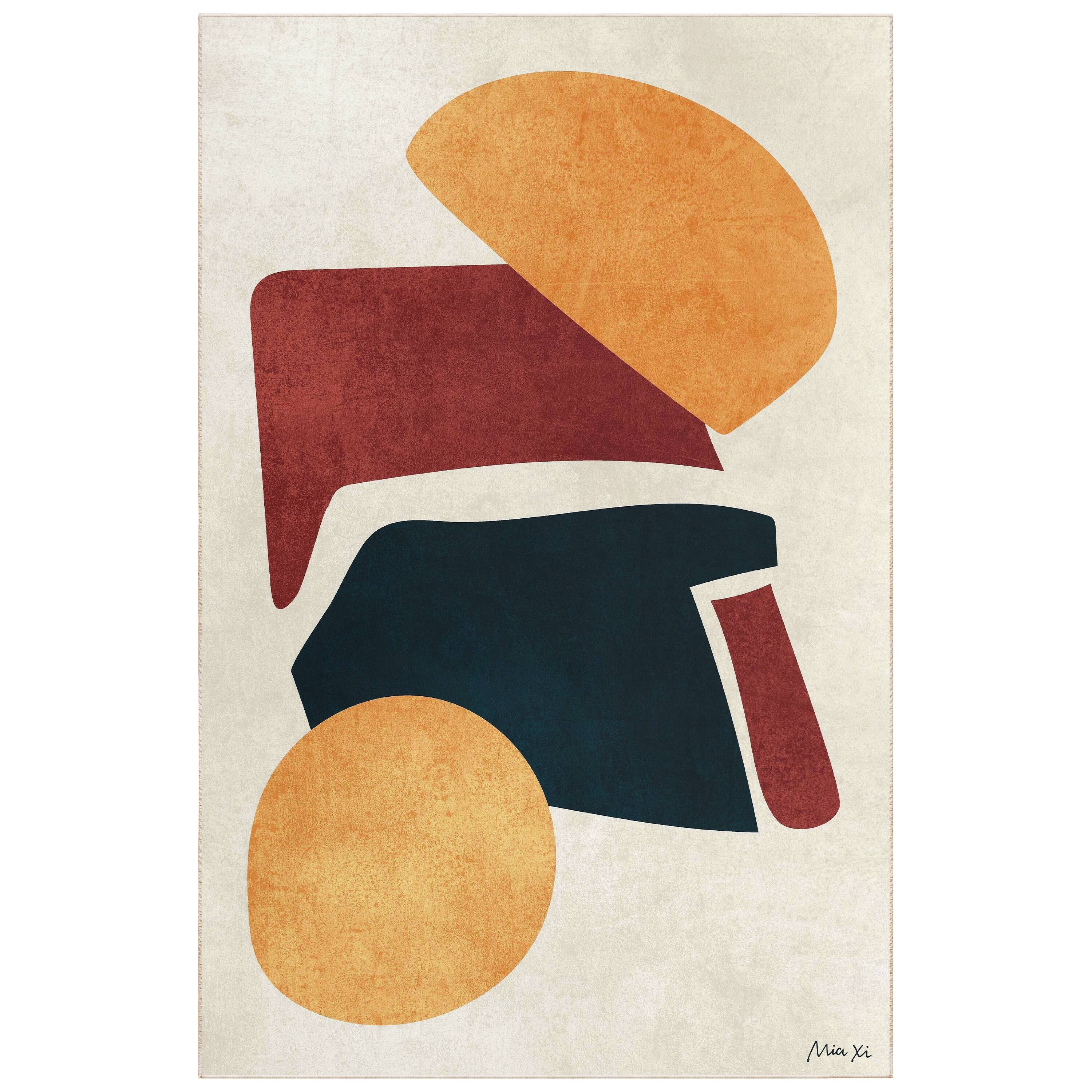 Empire Art Direct 5ft x 7.5ft Earth Tone I Tapis D'Art Washable Geometric Area Rug