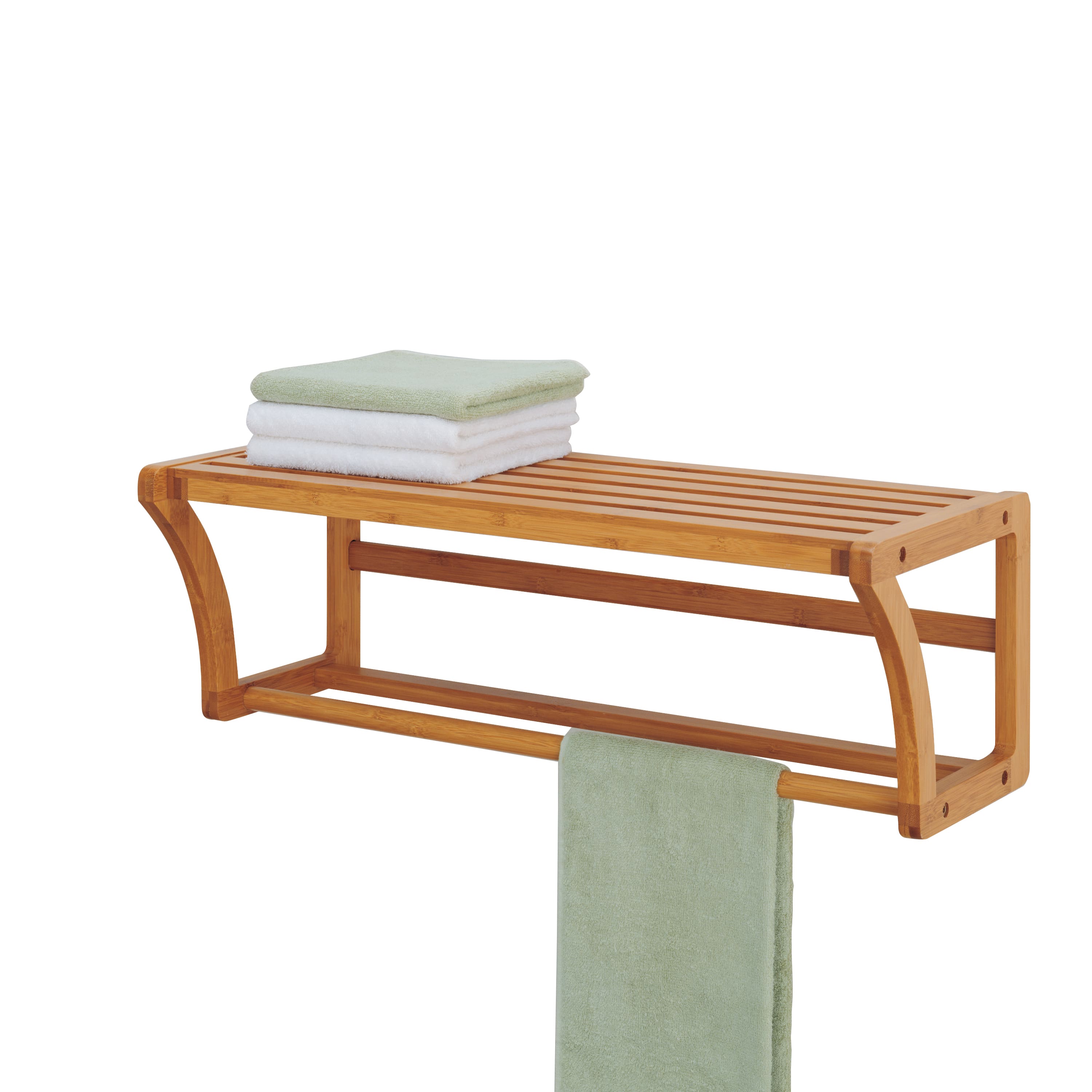 Organize It All Bamboo Wall Mounted Shelf with Towel Bar 