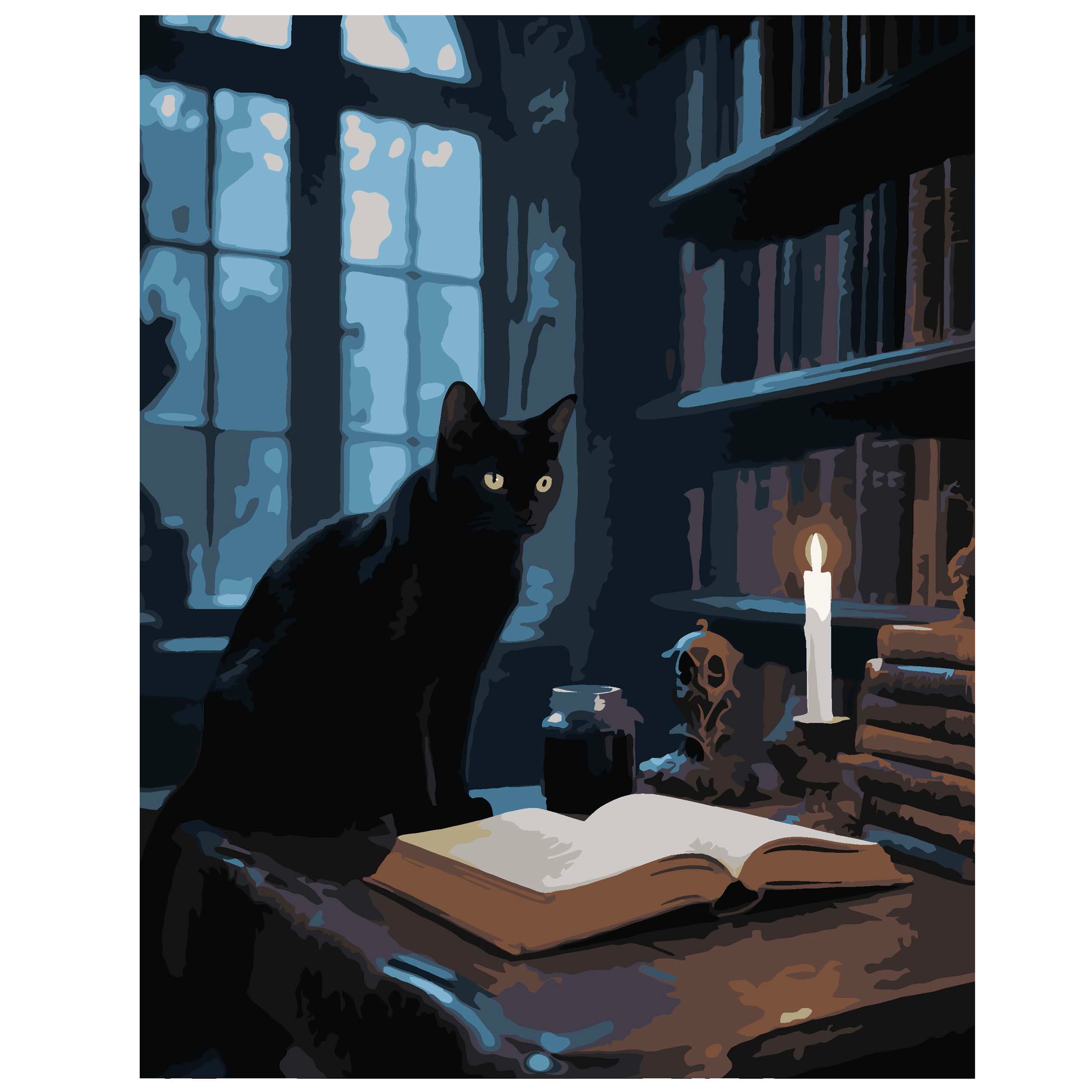 11" x 14" Cat in Library Paint-by-Number Kit by Artist's Loft®